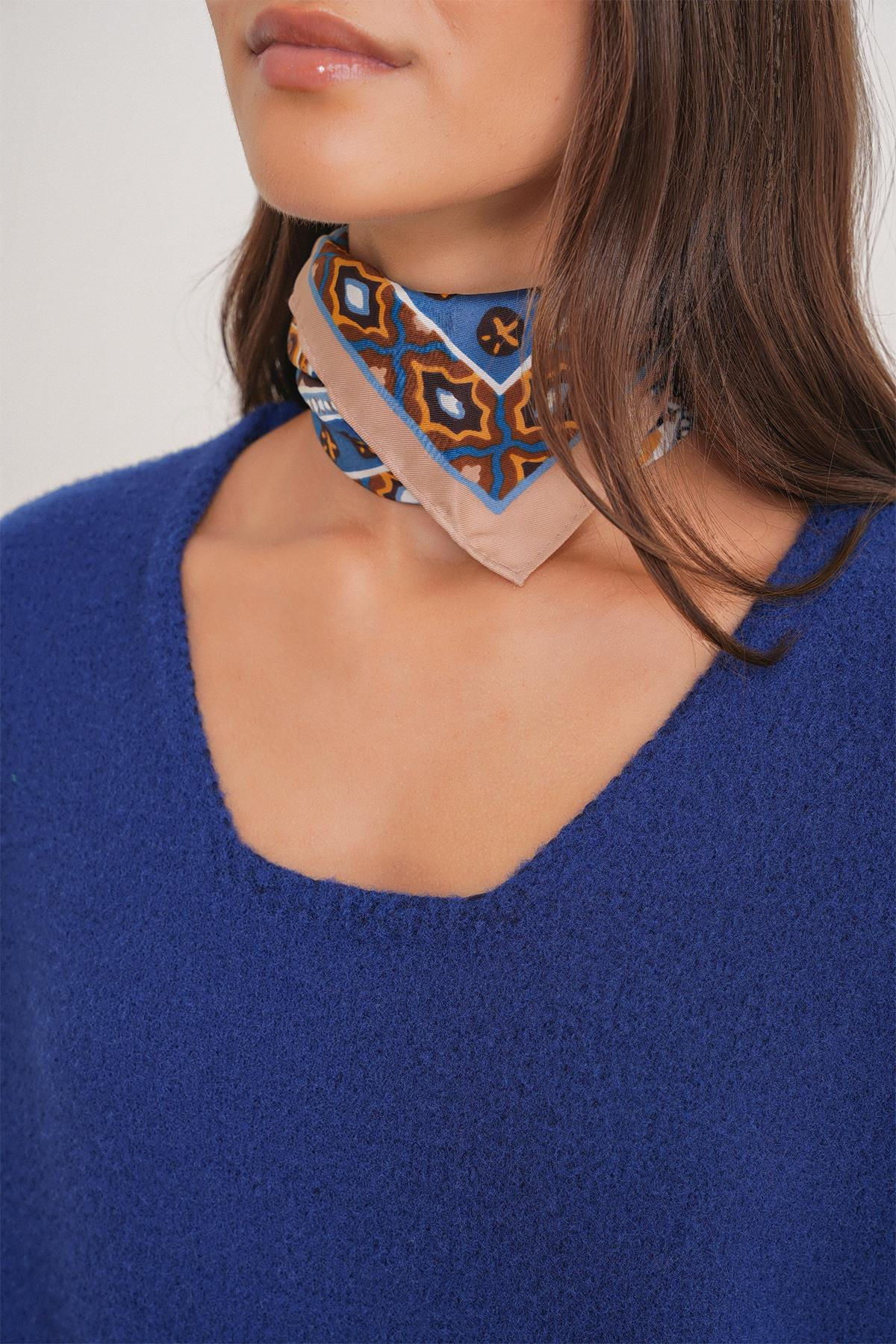 6901 Kadın Yumuşak Dokulu Basic Kazak Lacivert