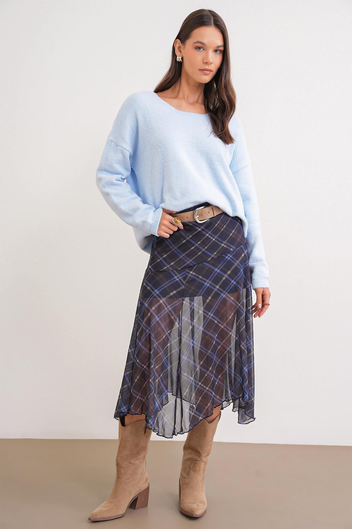 6901 Kadın Yumuşak Dokulu Basic Kazak Bebe Mavi