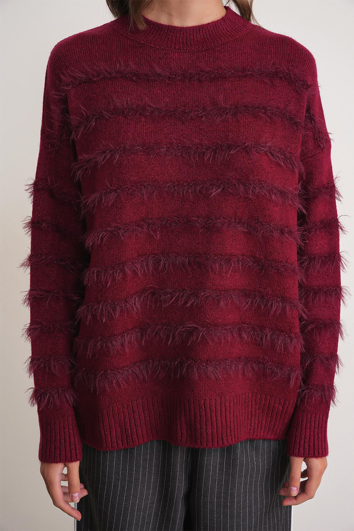 6926 Sakal Çizgili Kazak Bordo