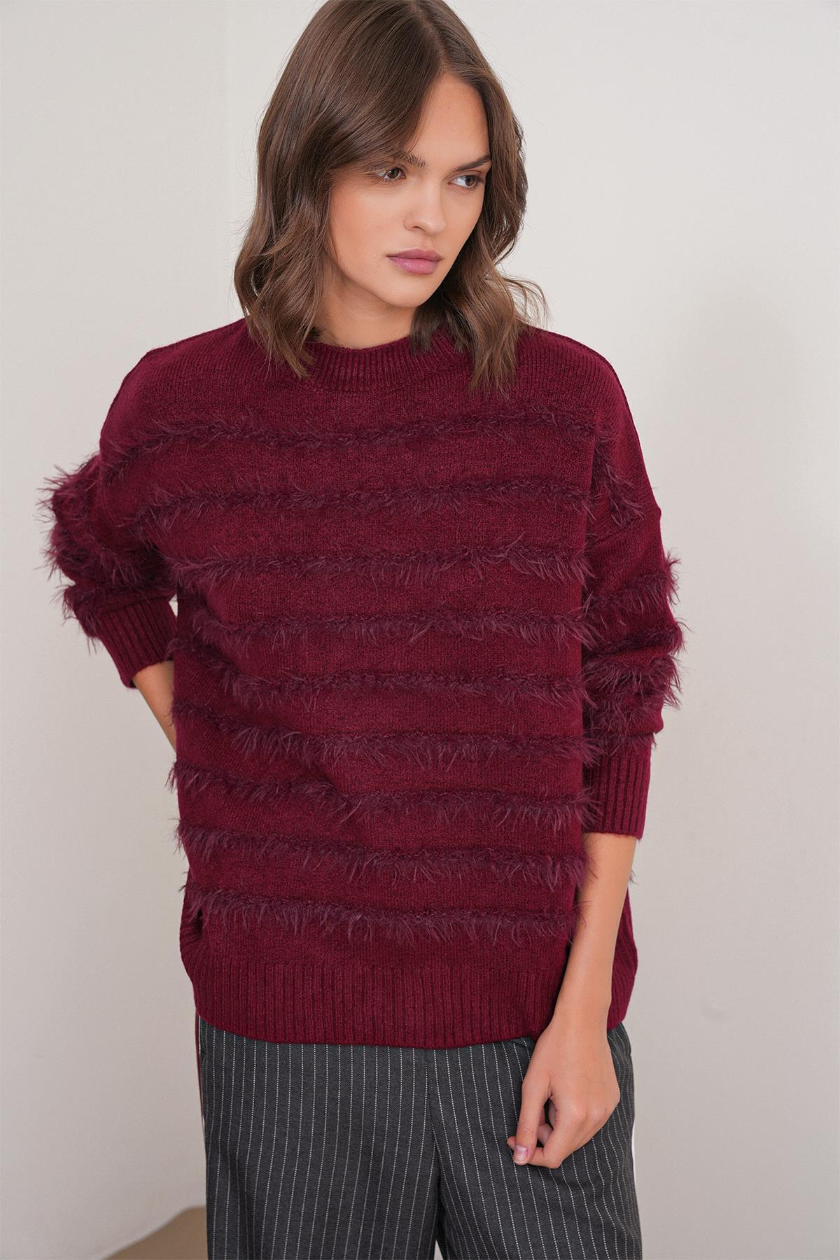 6926 Sakal Çizgili Kazak Bordo