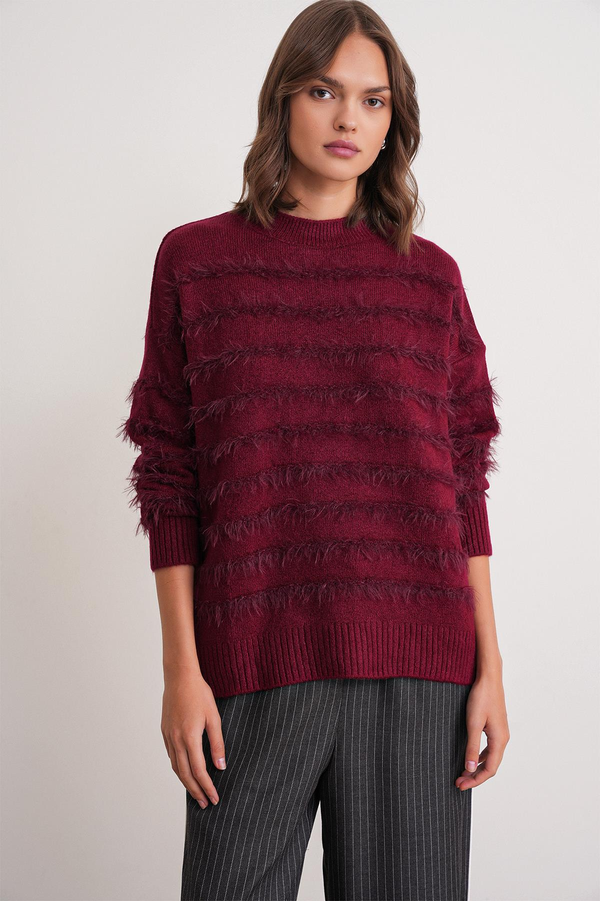 6926 Sakal Çizgili Kazak Bordo