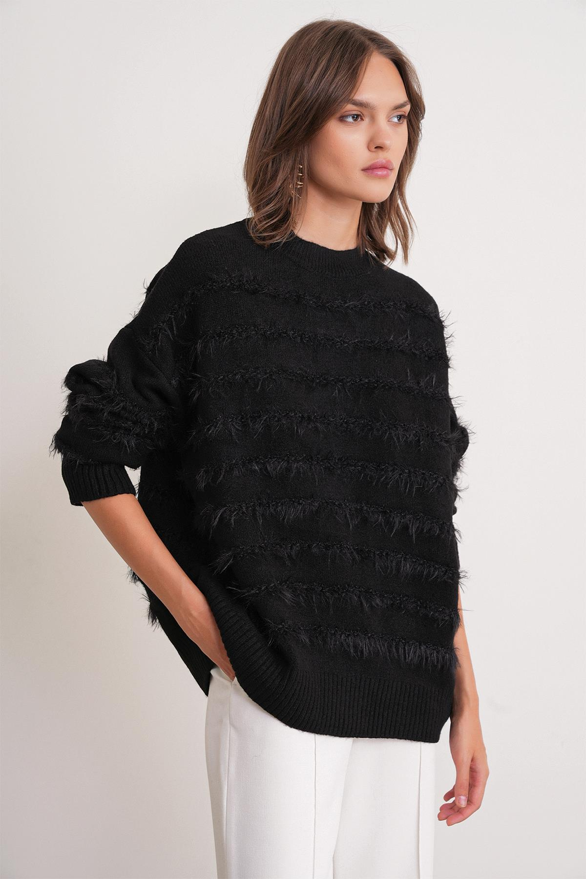 6926 Sakal Çizgili Kazak Siyah