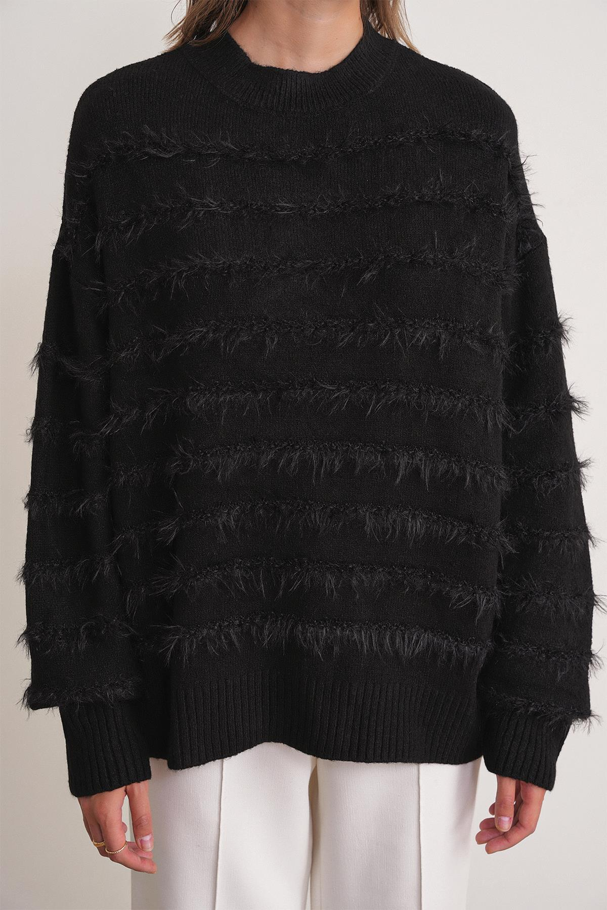 6926 Sakal Çizgili Kazak Siyah