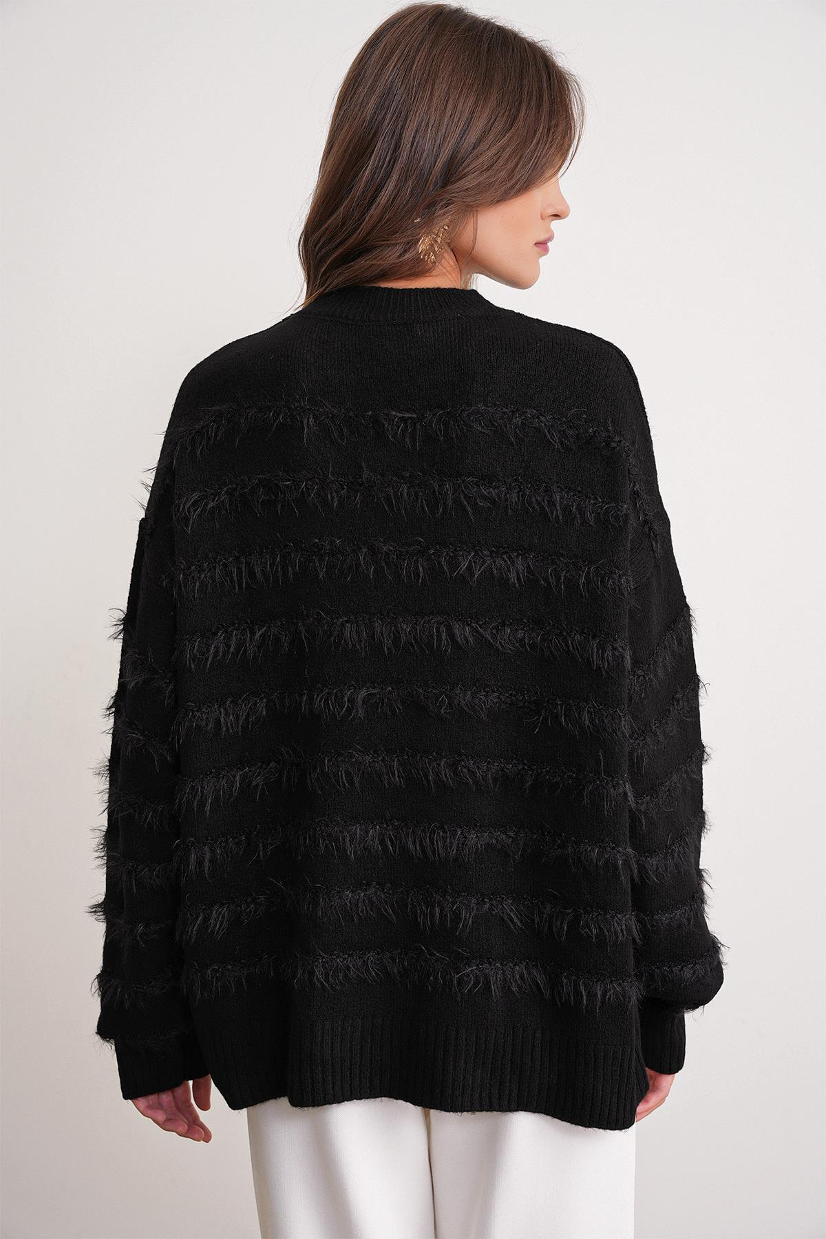 6926 Sakal Çizgili Kazak Siyah