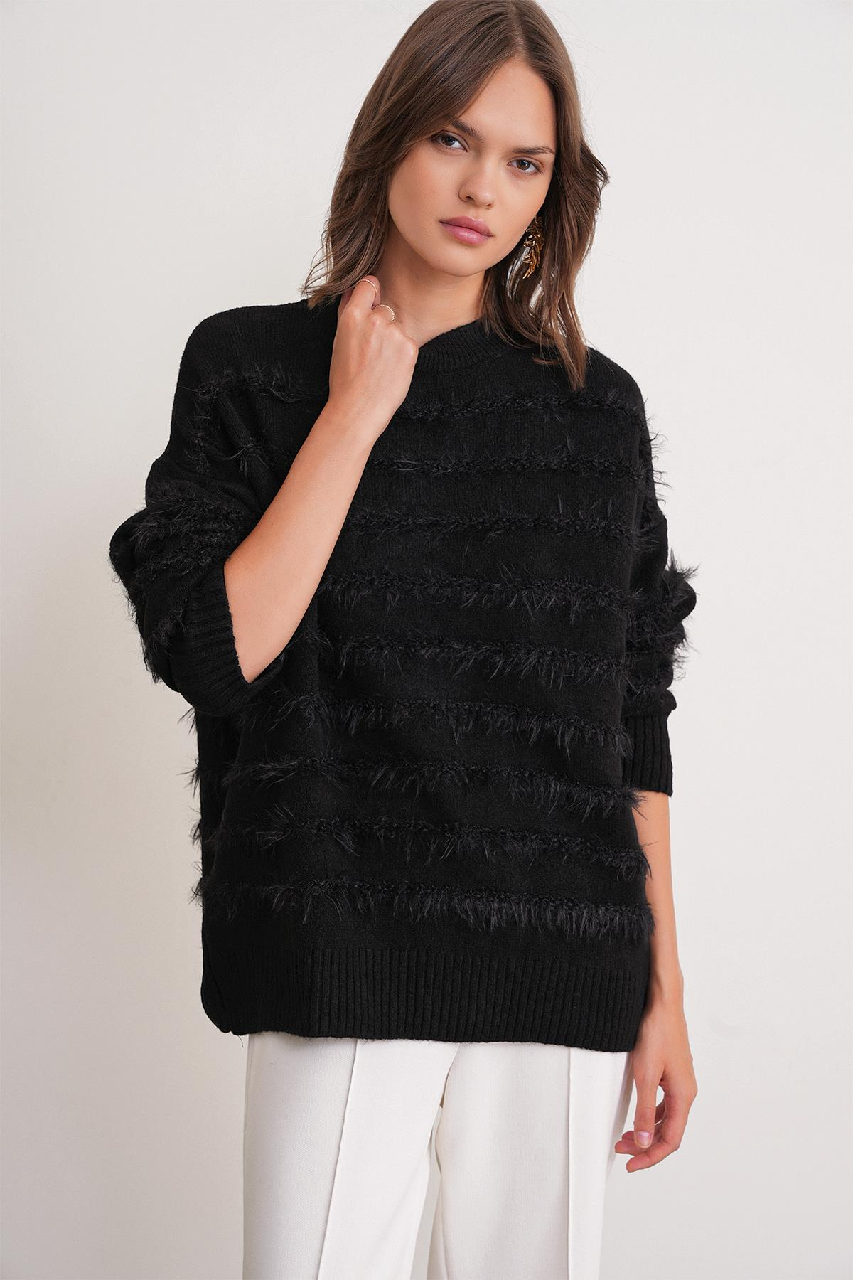 6926 Sakal Çizgili Kazak Siyah