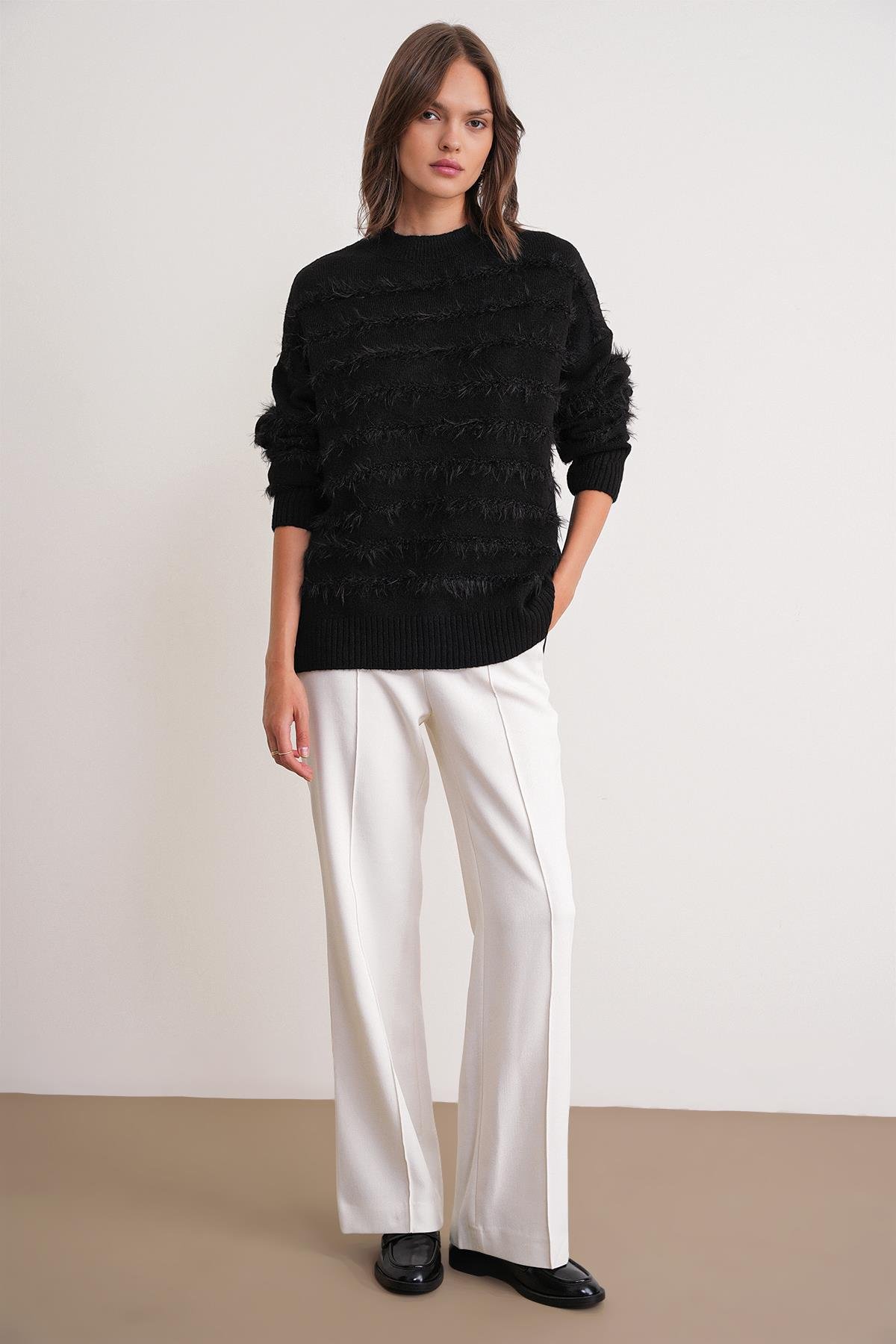 6926 Sakal Çizgili Kazak Siyah