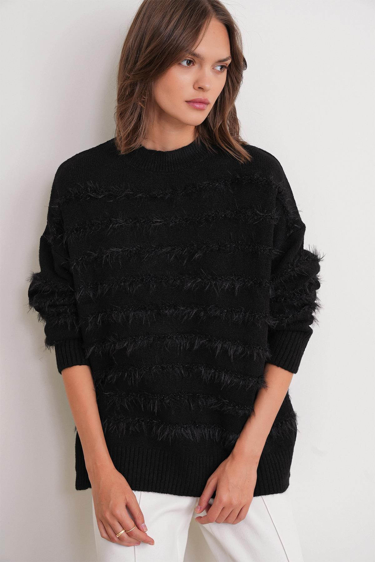 6926 Sakal Çizgili Kazak Siyah