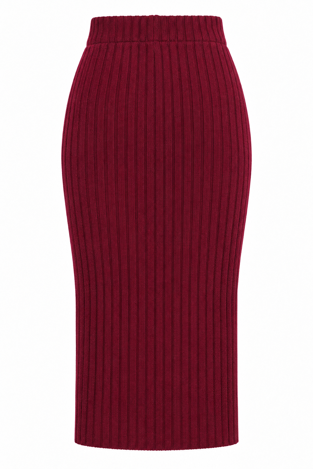 6929 Kadın Fitilli Triko Etek Bordo