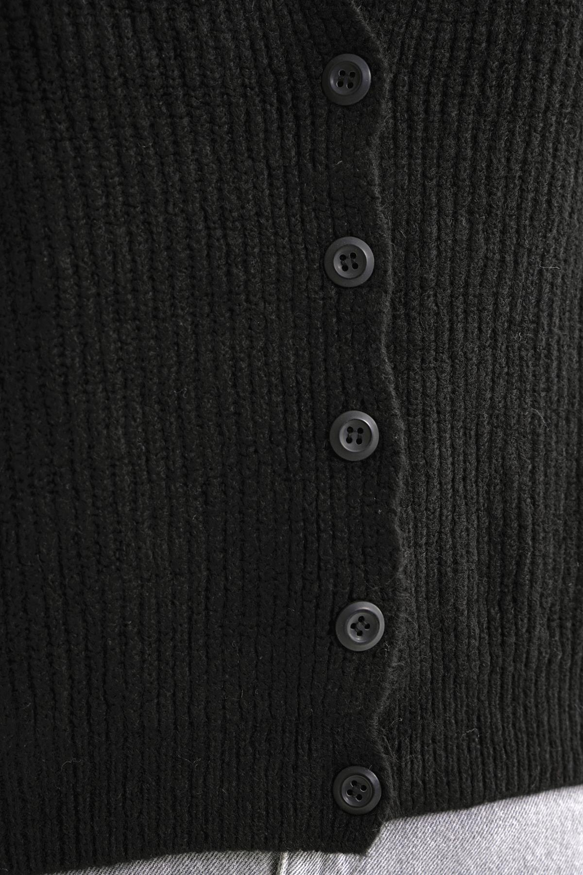 6943 Kadın V Yaka Selanik Hırka Siyah