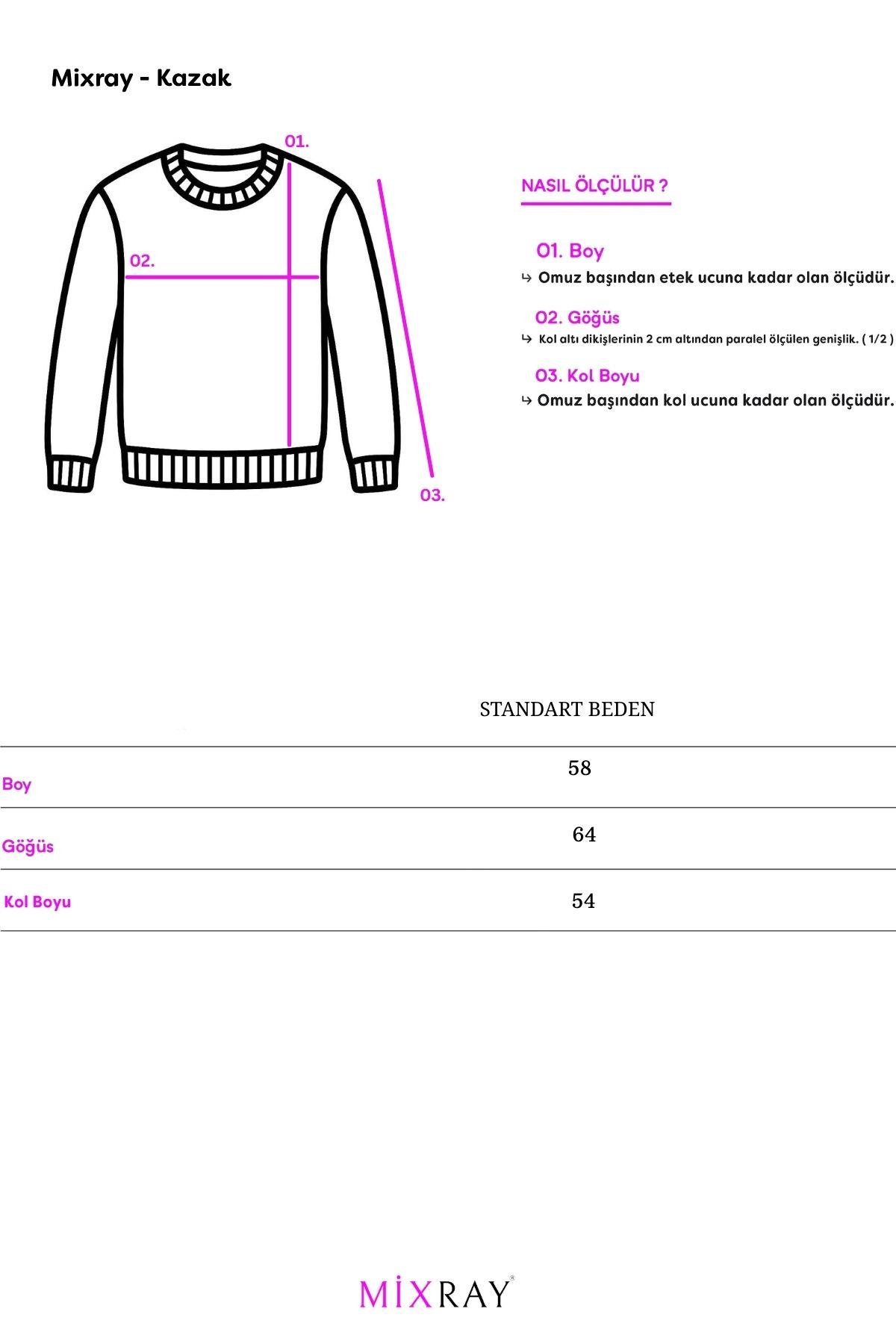 6947 Kadın Kendinden Desenli Oversize Triko Kazak Pembe