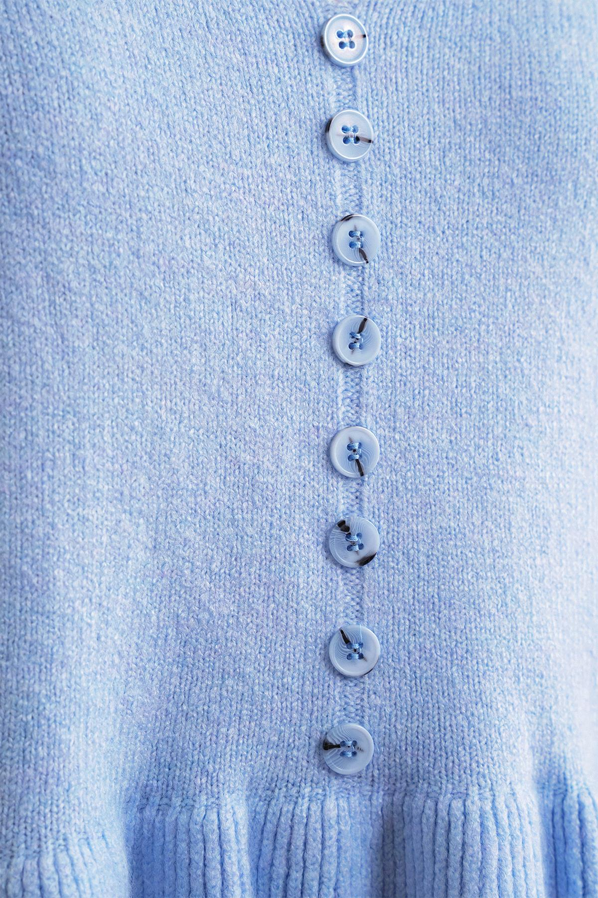 6954 Fırfır Detaylı Kazak Bebe Mavi