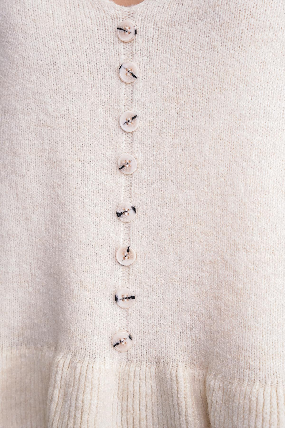 6954 Fırfır Detaylı Kazak Naturel