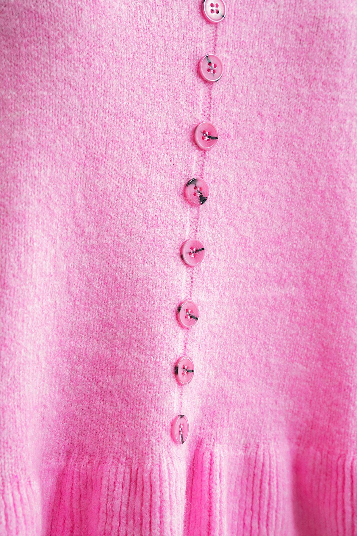 6954 Fırfır Detaylı Kazak Pembe