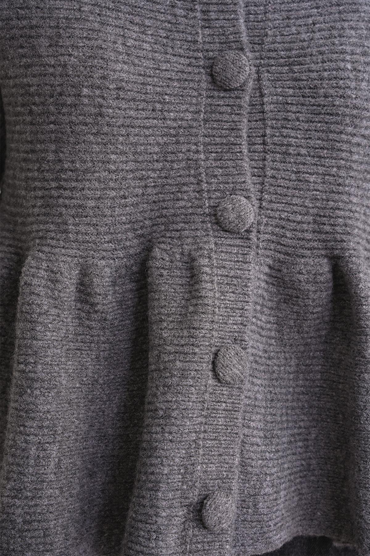 6958 Kadın Triko Peplum Hırka Antrasit