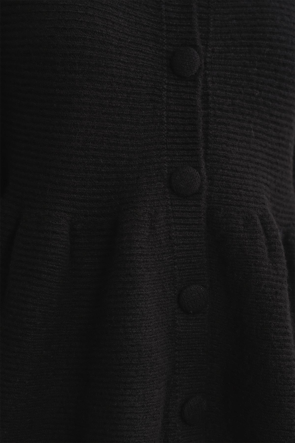 6958 Kadın Triko Peplum Hırka Siyah