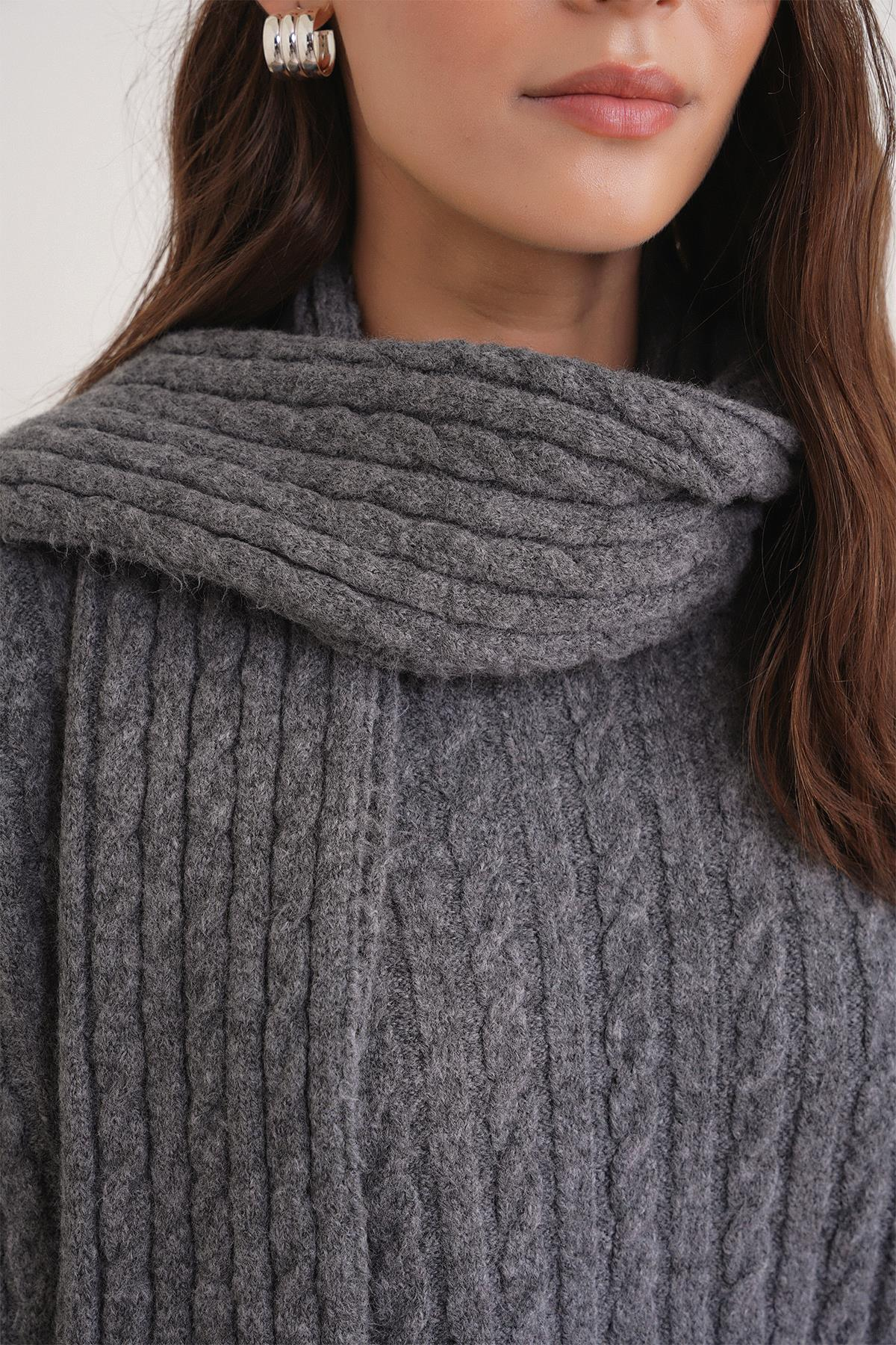 6970 Kadın Saç Örgülü Takım Antrasit