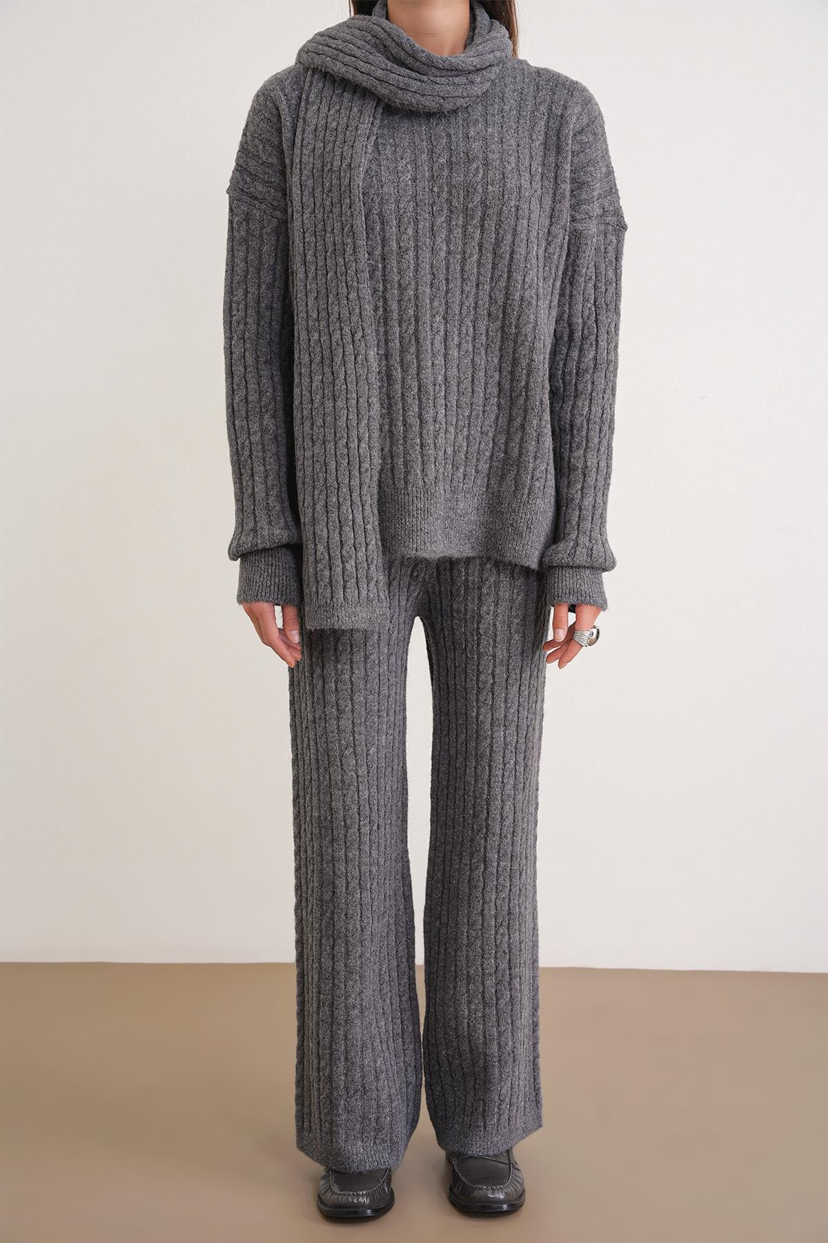 6970 Kadın Saç Örgülü Takım Antrasit