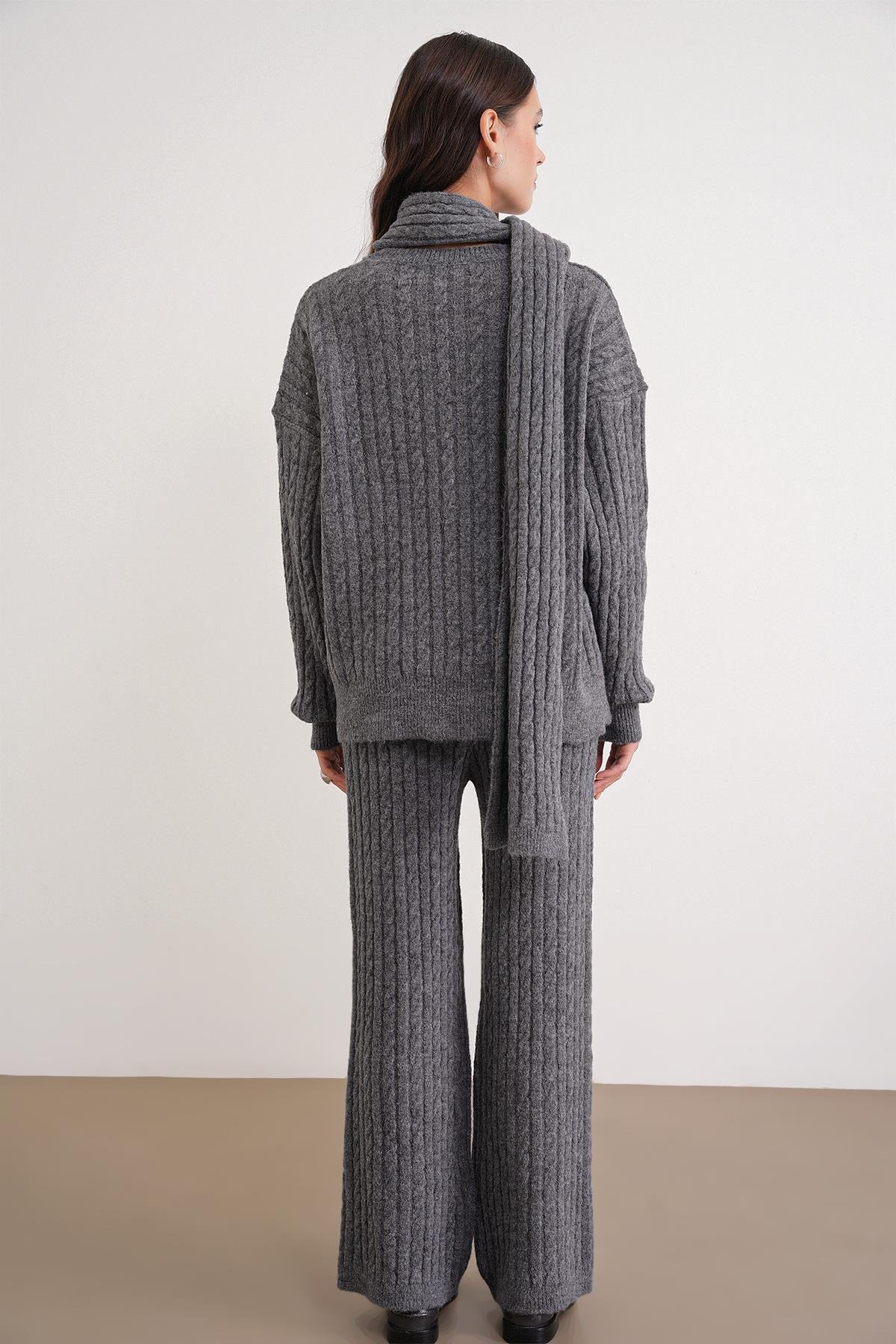 6970 Kadın Saç Örgülü Takım Antrasit