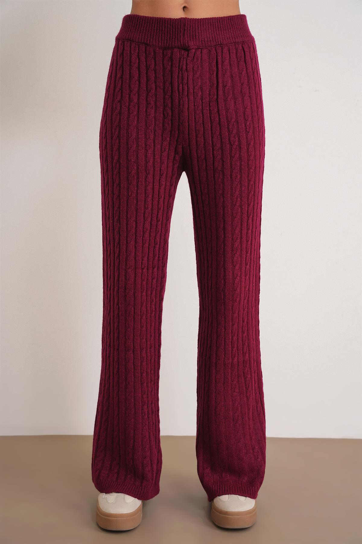 6970 Kadın Saç Örgülü Takım Bordo