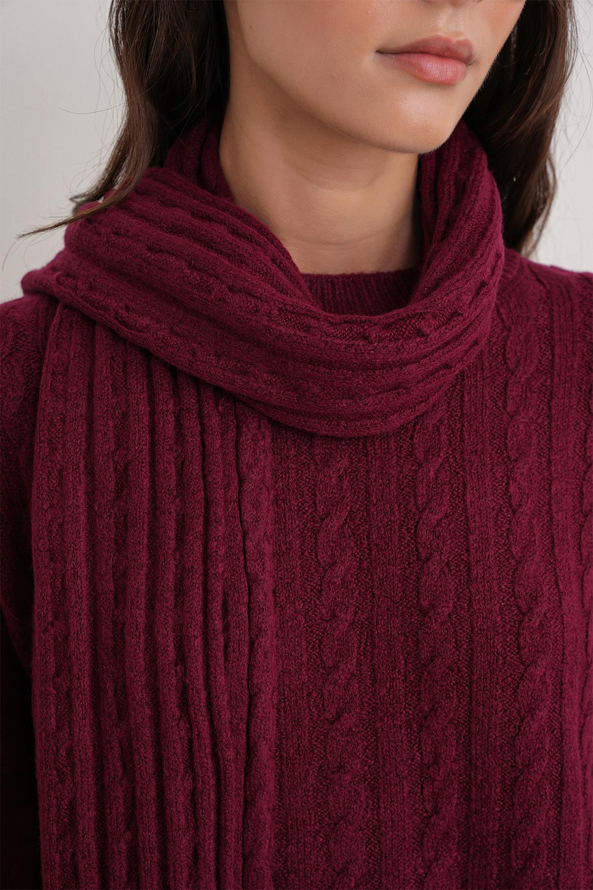 6970 Kadın Saç Örgülü Takım Bordo