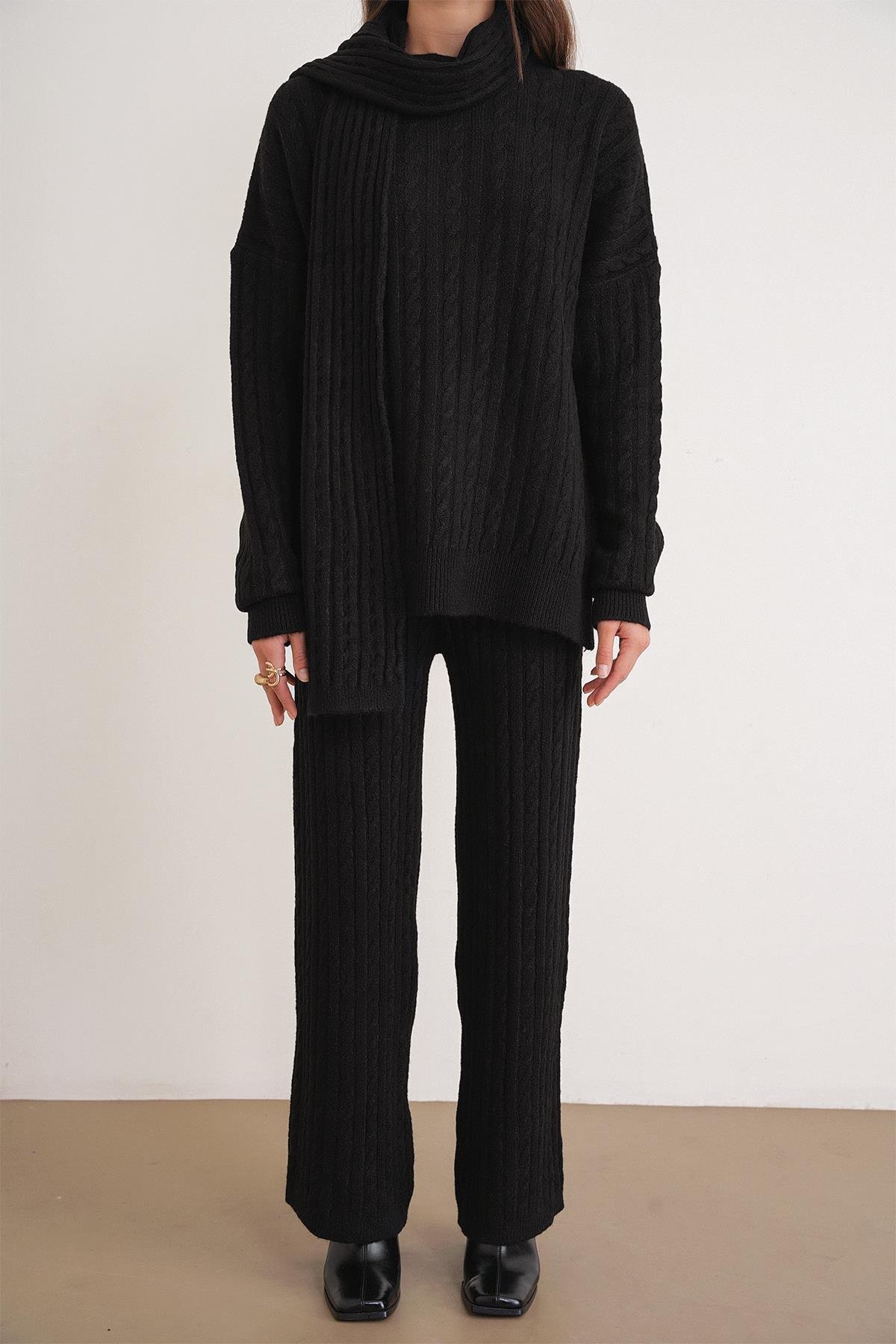 6970 Kadın Saç Örgülü Takım Siyah