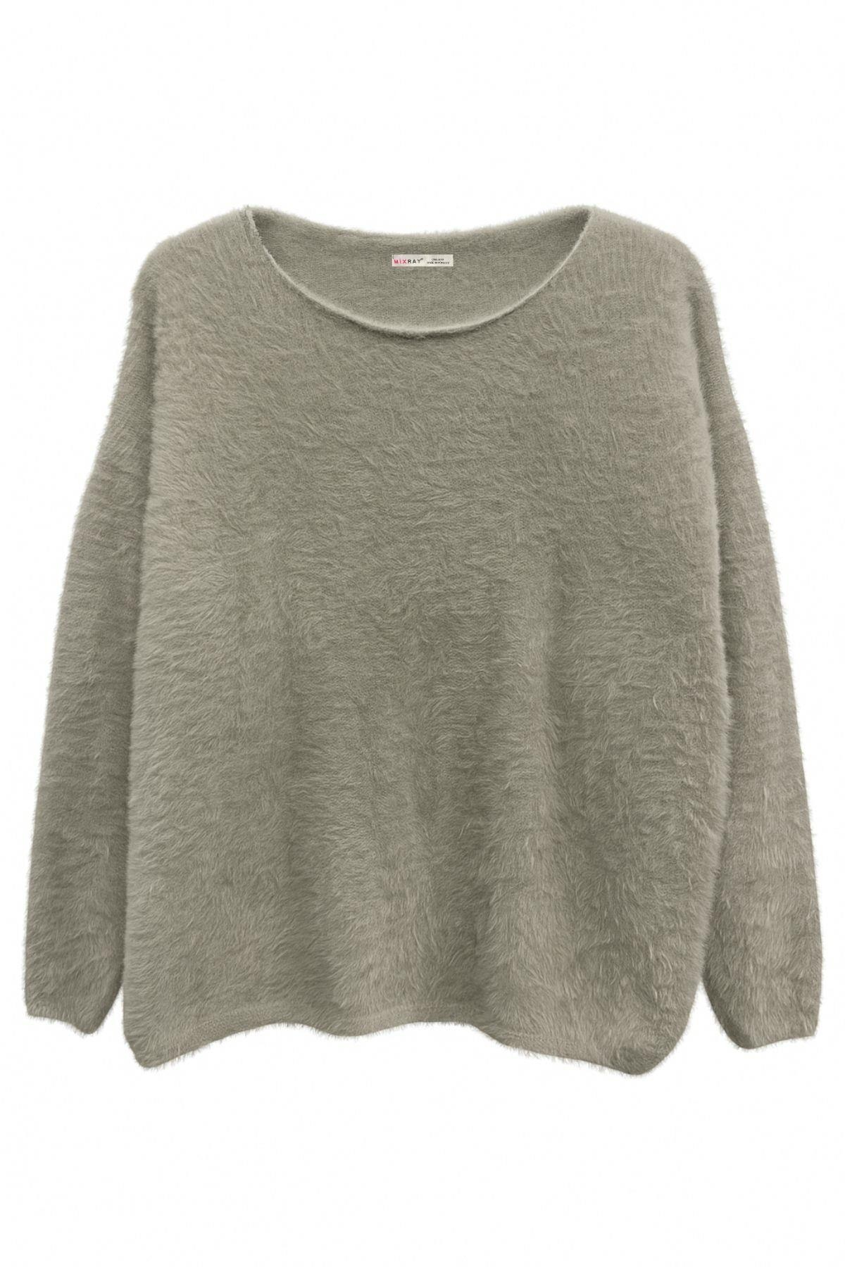 6991 Kadın Kayık Yaka Yumuşak Dokulu Kazak Çağla