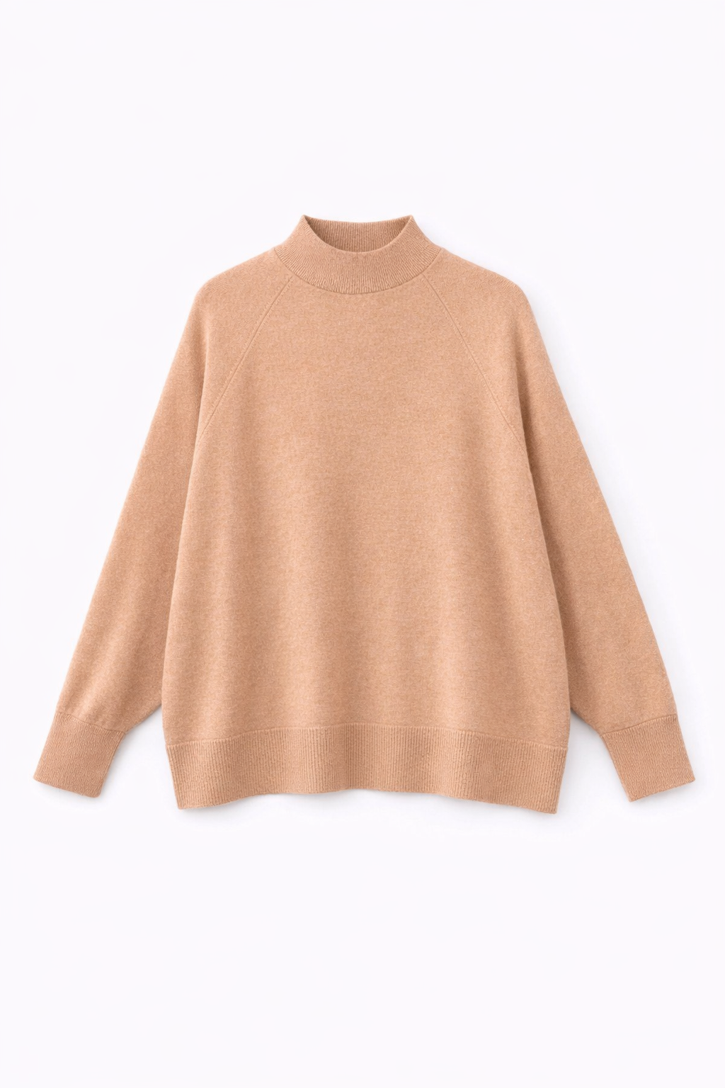 7003 Kadın Oversize Dik Yaka Basic Triko Kazak Vizon