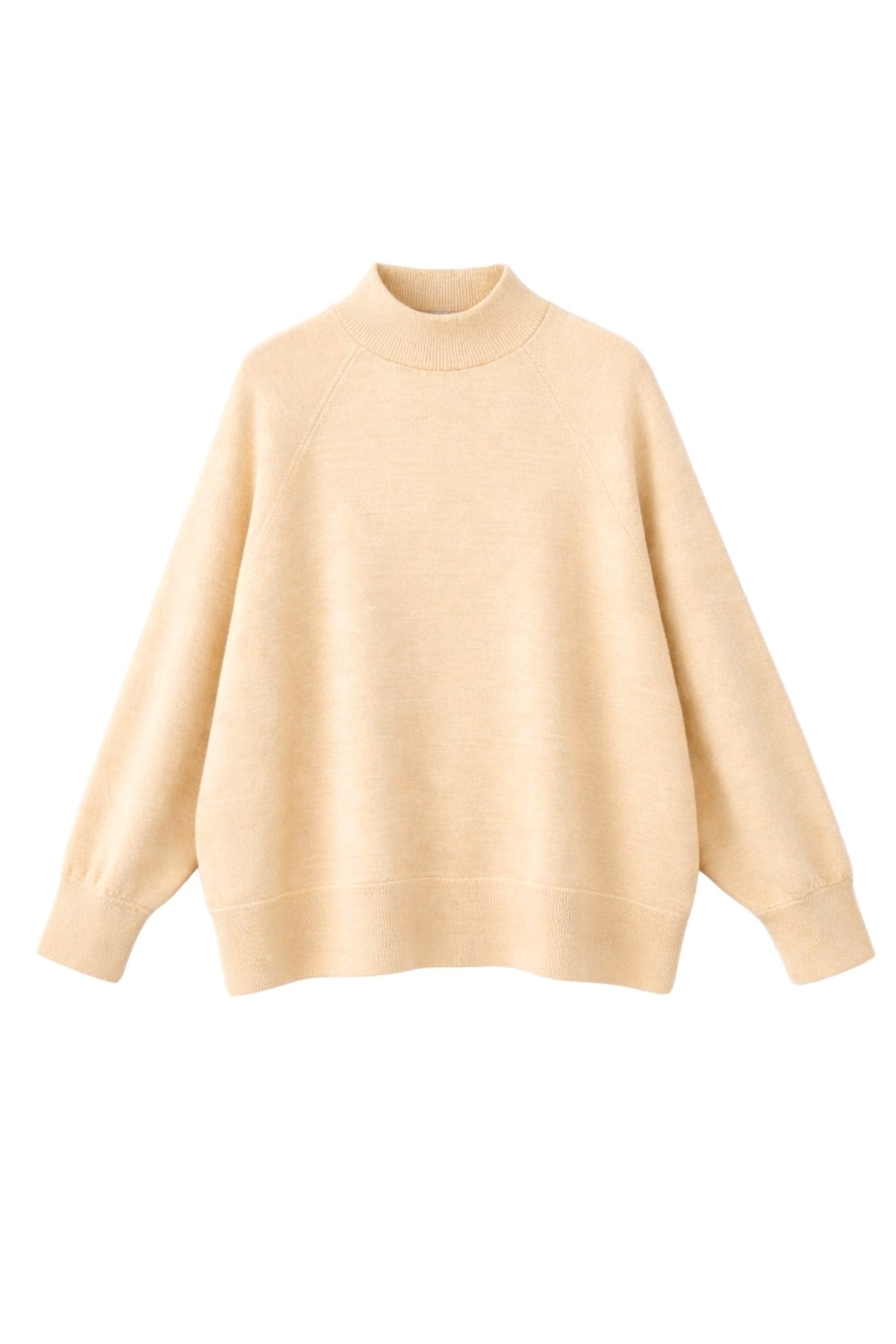 7003 Kadın Oversize Dik Yaka Basic Triko Kazak Camel