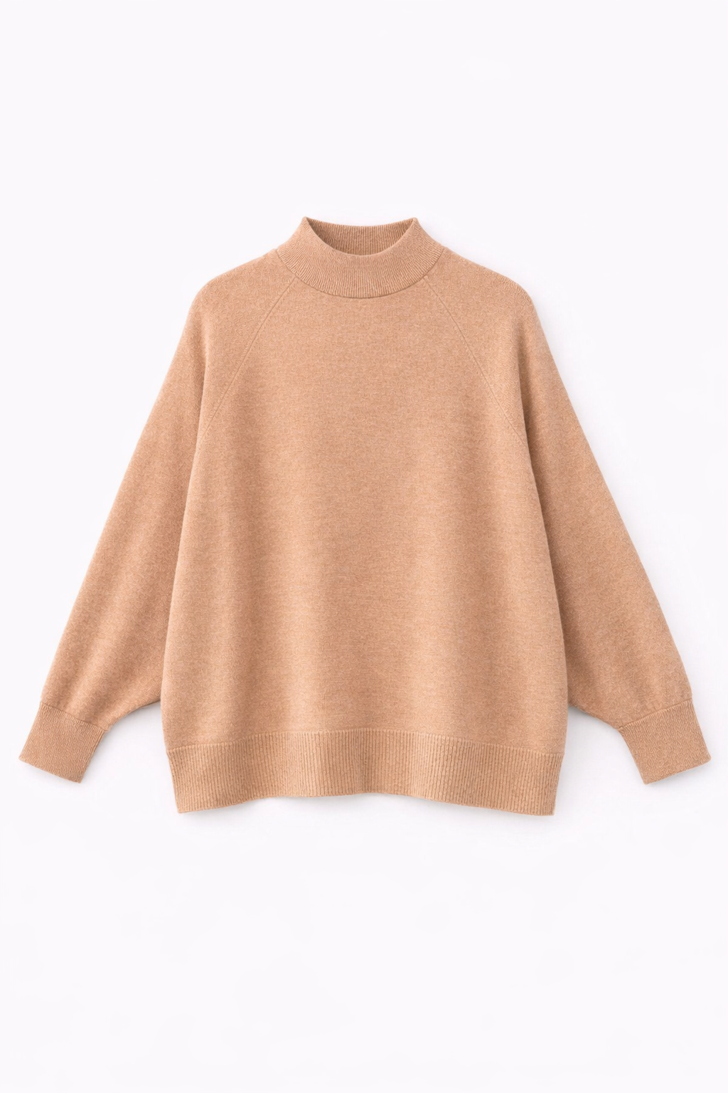 7003 Kadın Oversize Dik Yaka Basic Triko Kazak Vizon