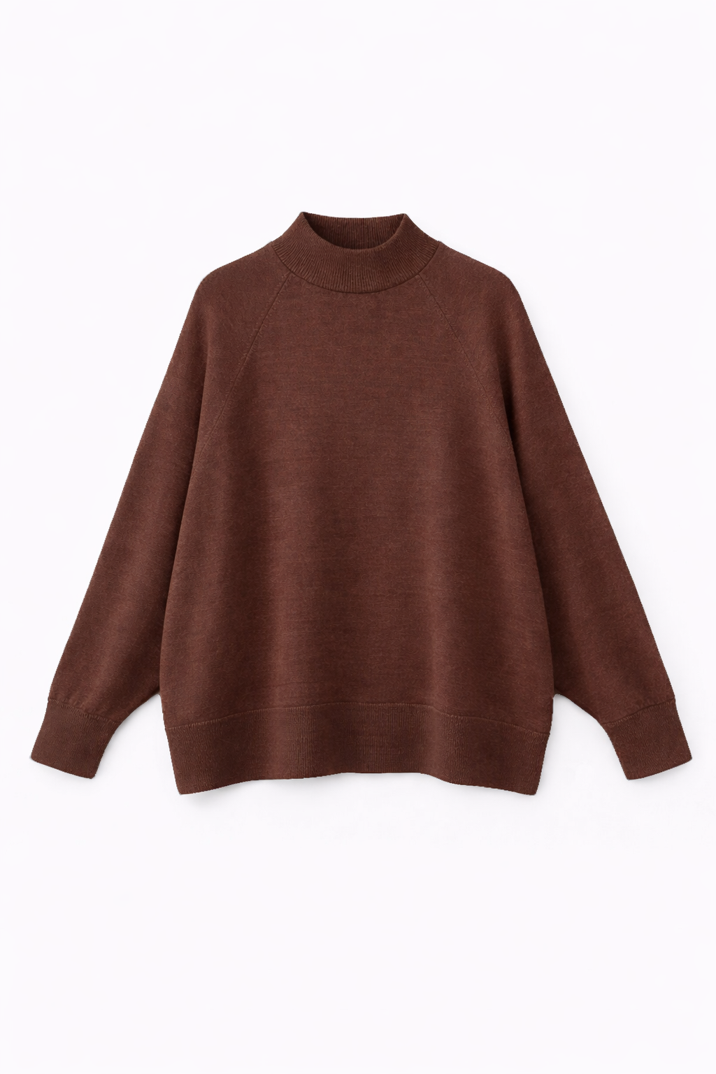 7003 Kadın Oversize Dik Yaka Basic Triko Kazak Kahve