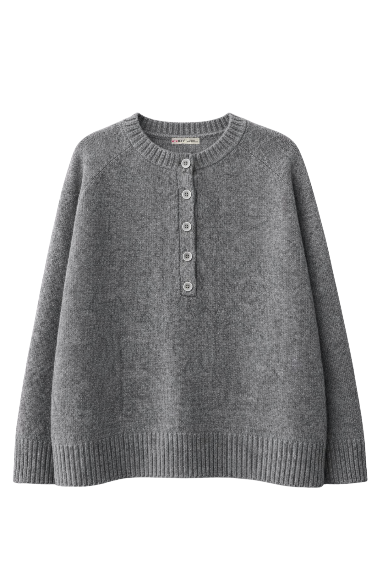 7004 Kadın Düğmeli Basic Triko Kazak Antrasit