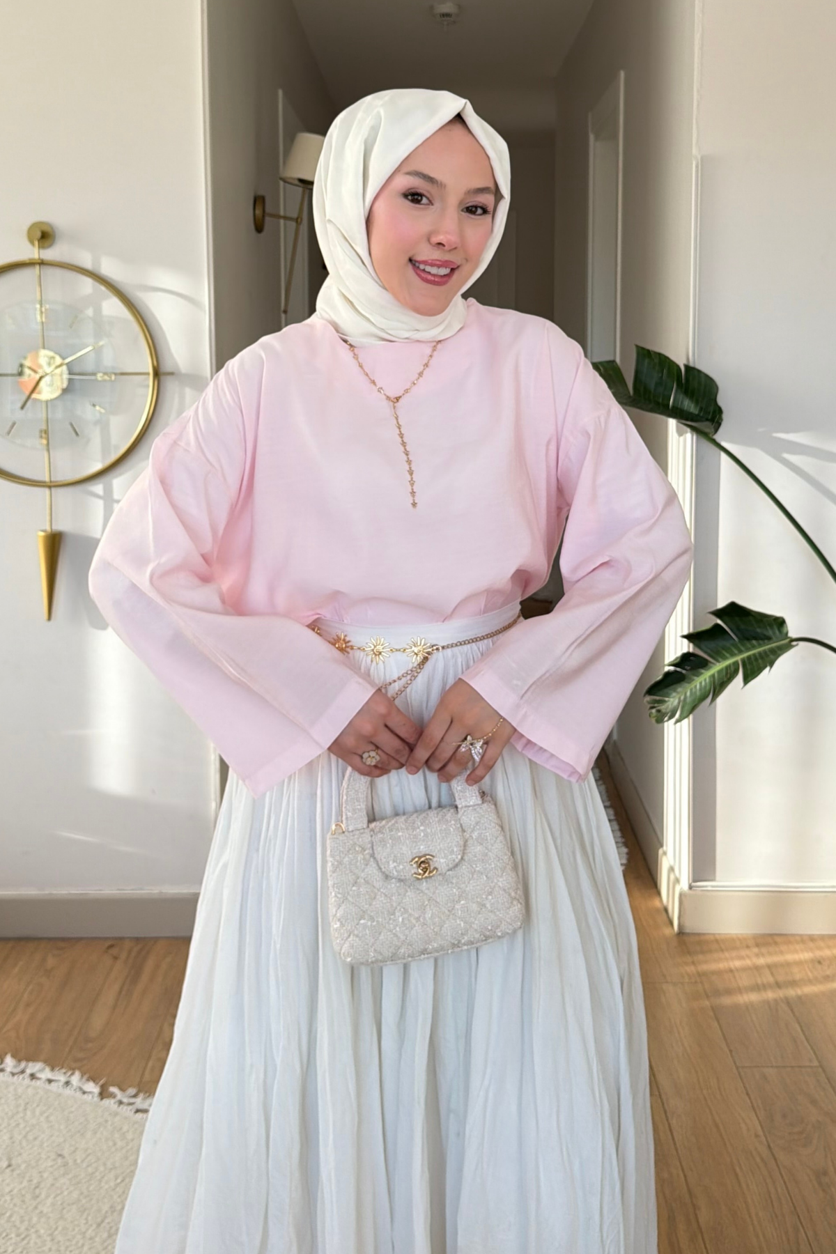 Mestro Modal Kumaş Basic Tesettür Tunik- Pembe