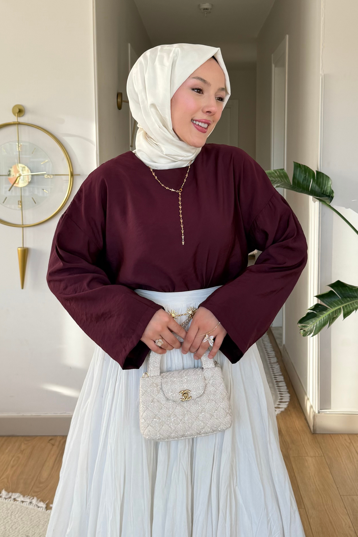 Mestro Modal Kumaş Basic Tesettür Tunik- Bordo
