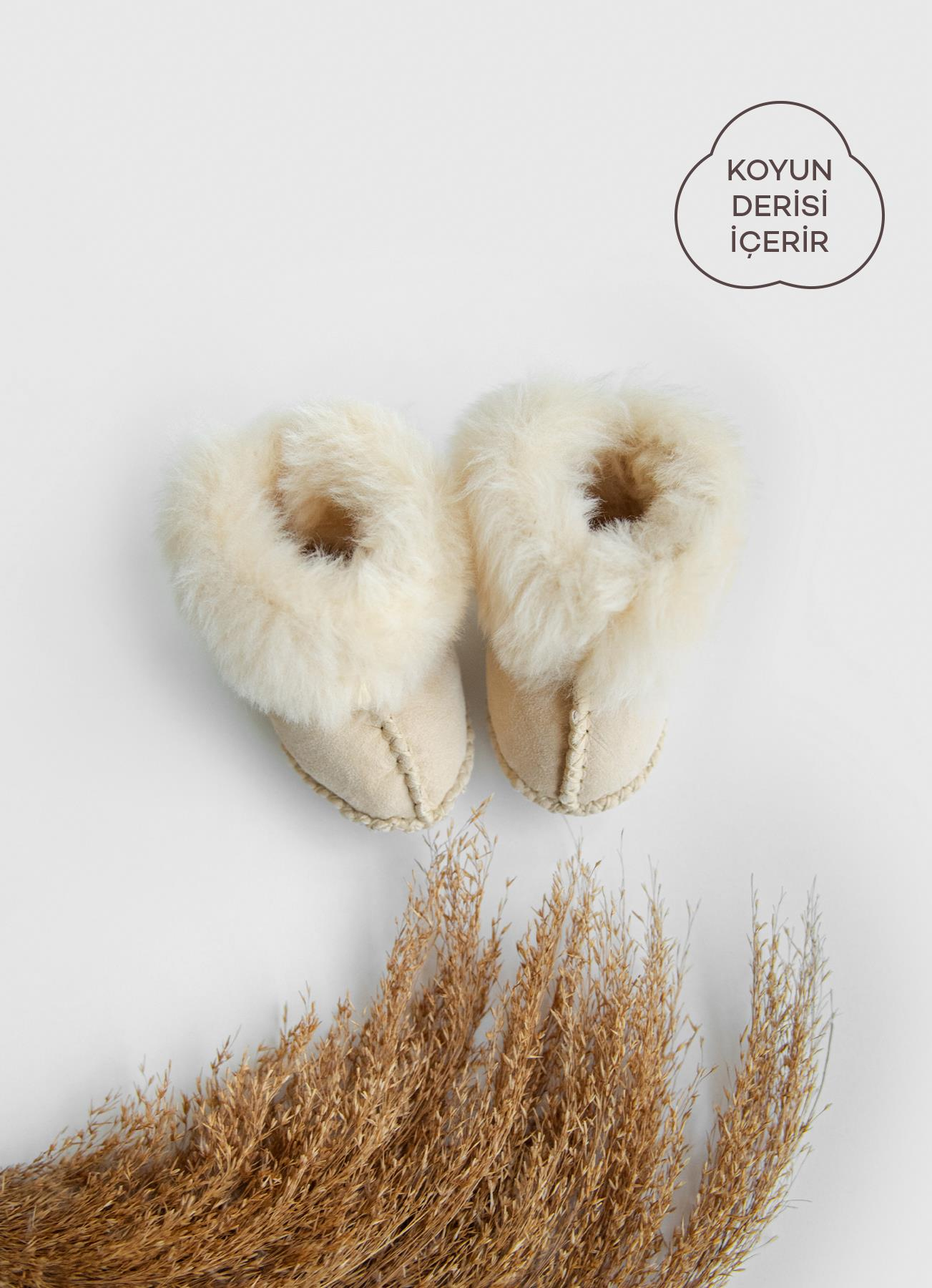 KITIKATE DERİ EV AYAKKABISI NATURAL