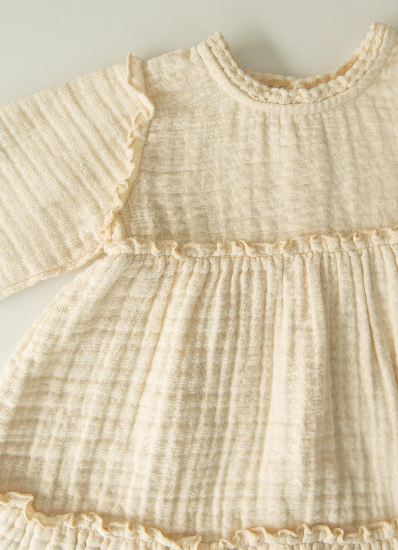 Organik 4 Kat Müslin Elbise Natural