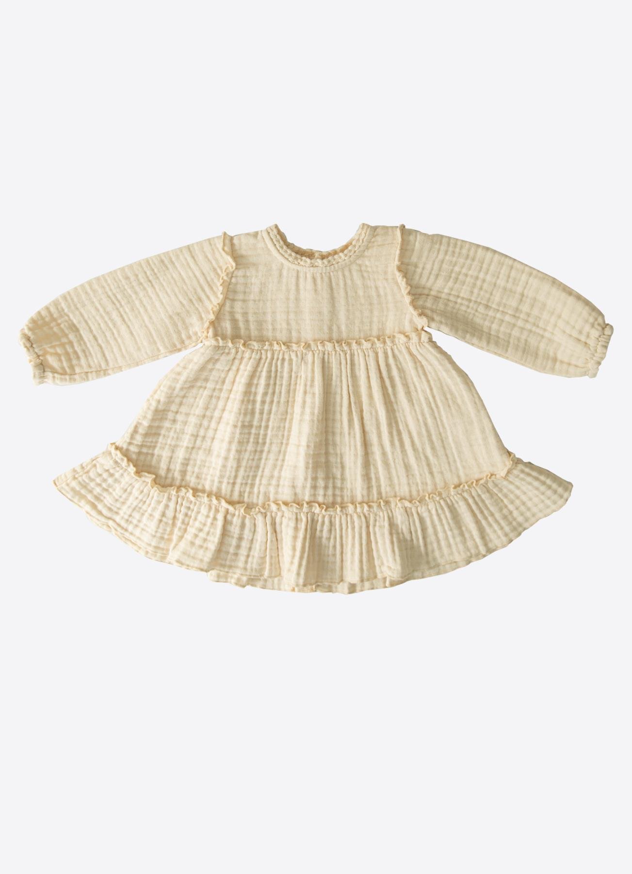 Organik 4 Kat Müslin Elbise Natural