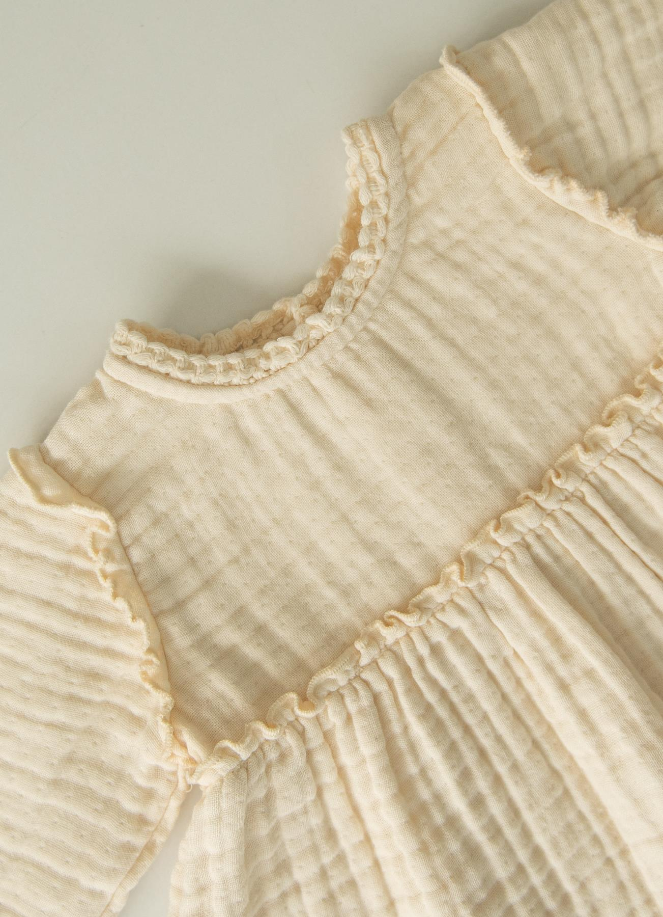 Organik 4 Kat Müslin Elbise Natural