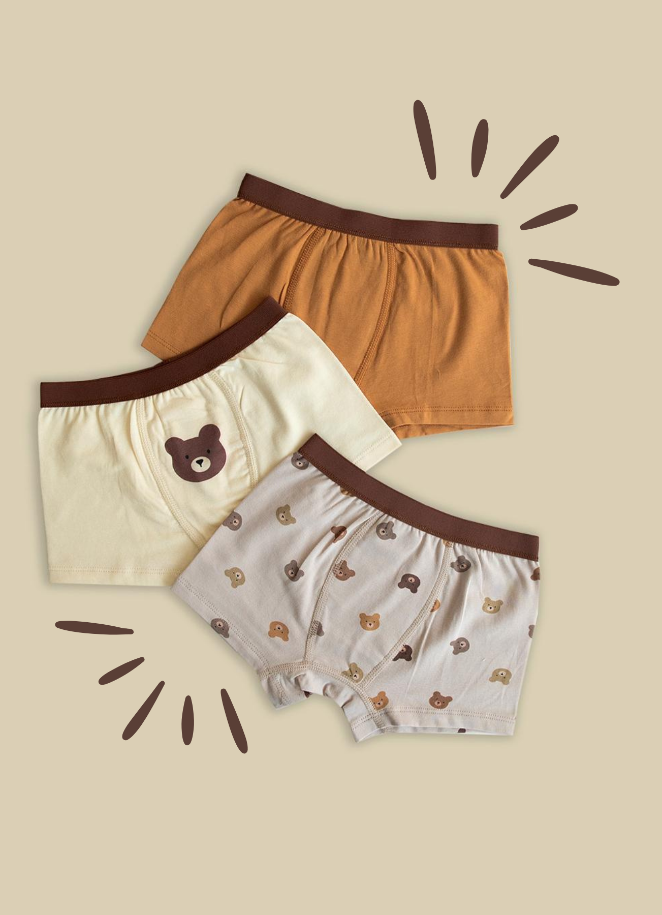 ORGANİK BEAR 3'Ü BOXER KAHVERENGİ