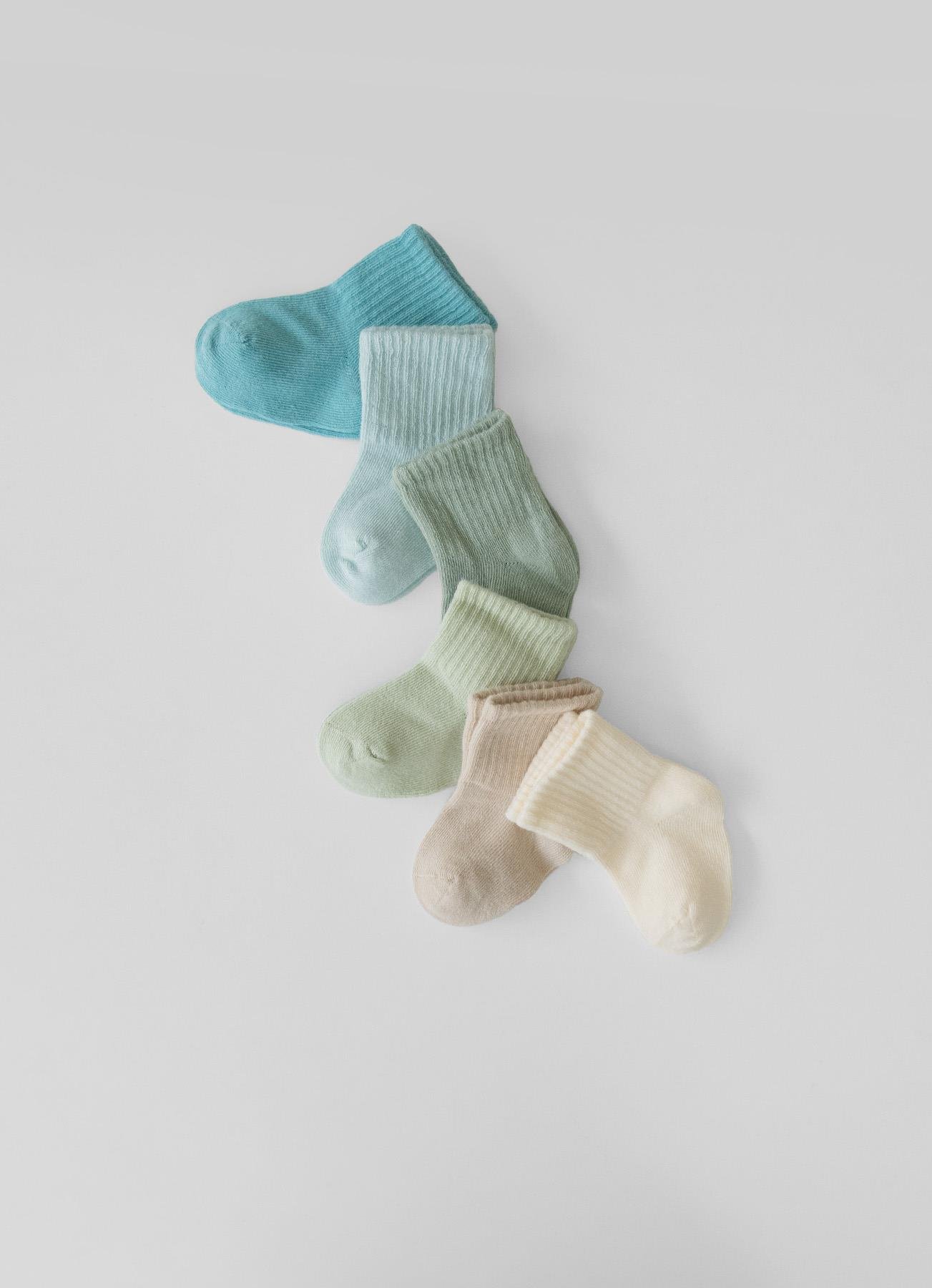 Organik Bebek 6'lı Çorap Seti Pastel