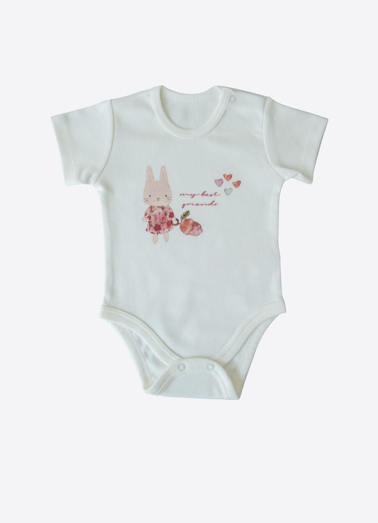 ORGANİK BUNNY 3'LÜ KISA KOL BODY PEMBE