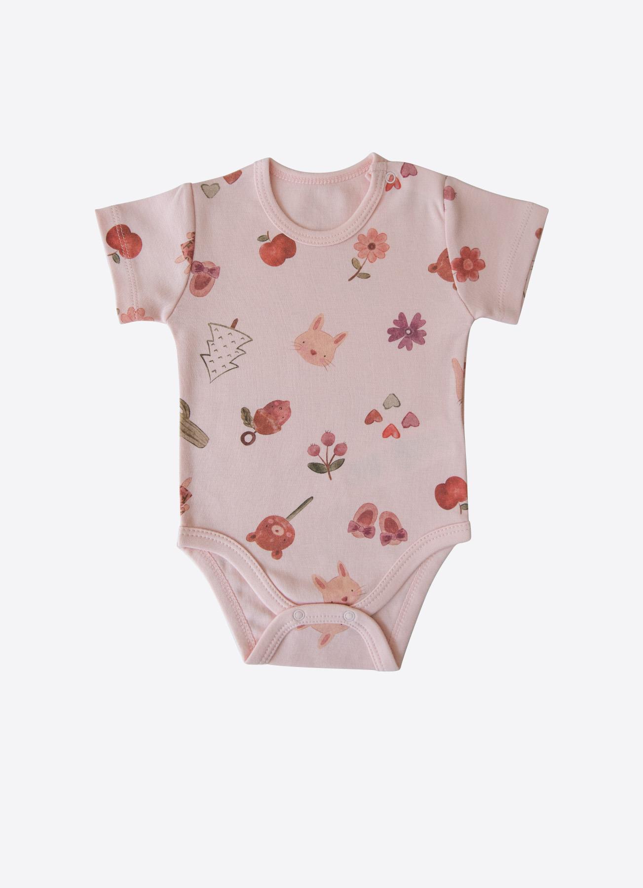 ORGANİK BUNNY 3'LÜ KISA KOL BODY PEMBE