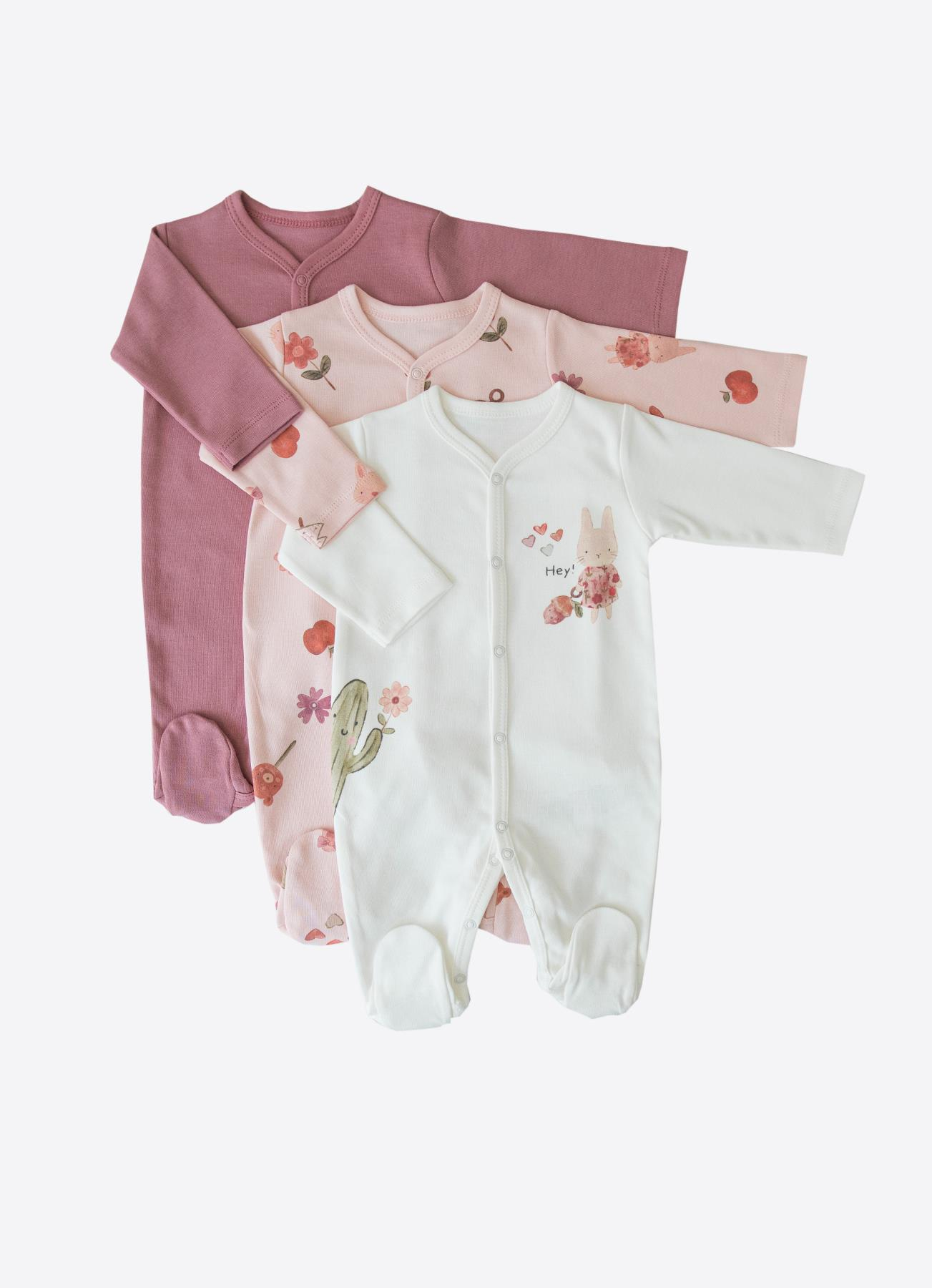 ORGANİK BUNNY  3'LÜ PATİKLİ TULUM PEMBE