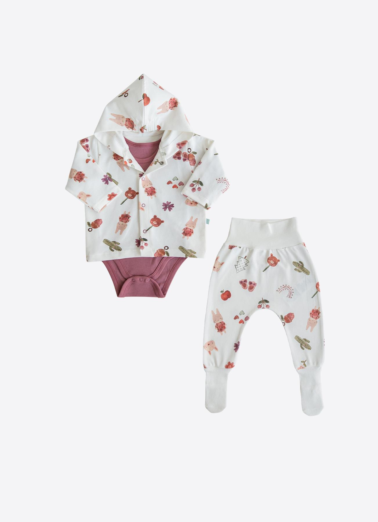 ORGANİK BUNNY 3'LÜ SET PEMBE