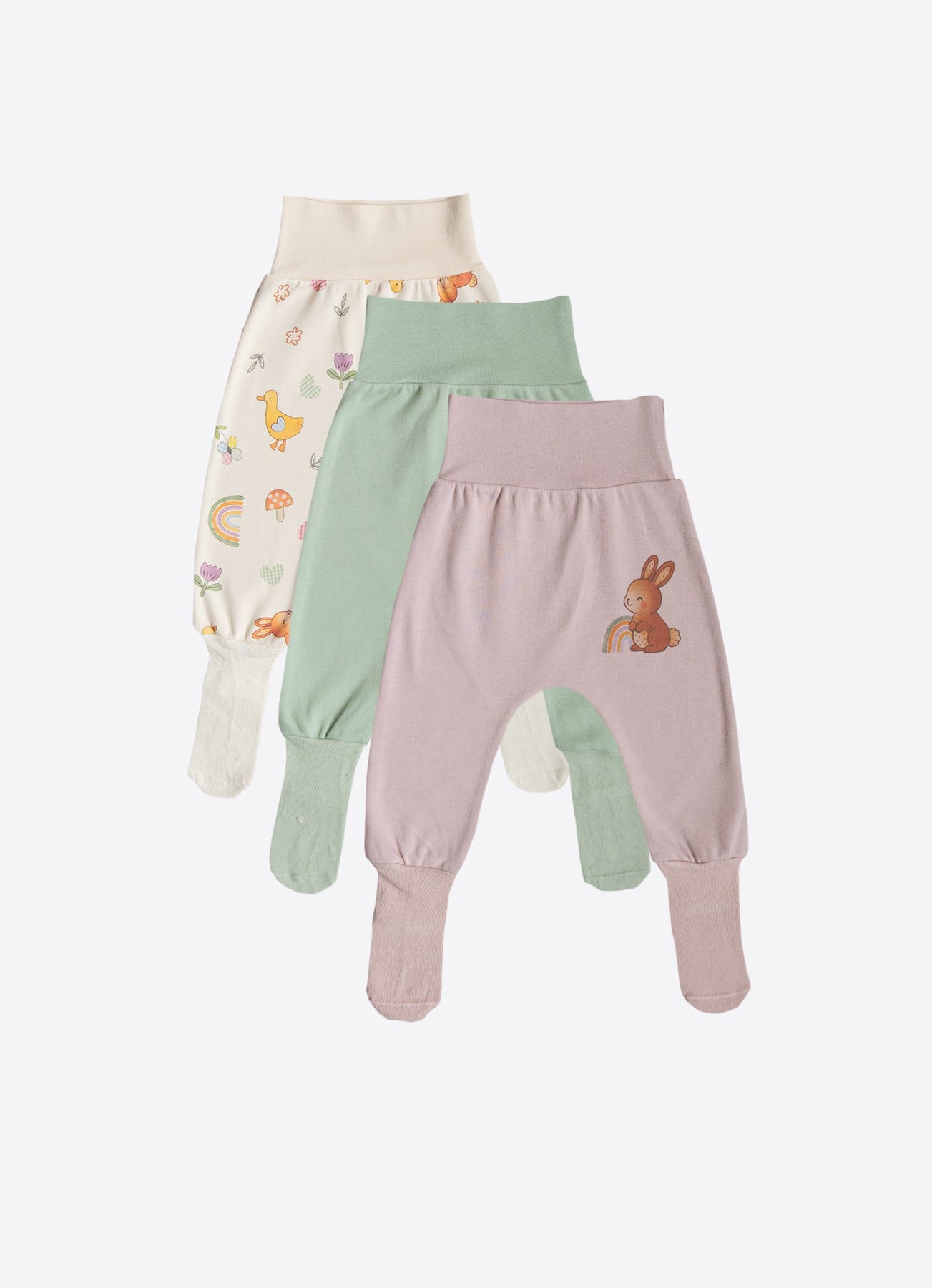 ORGANİK CUTE BUNNY 3'LÜ ÇORAPTOLON PEMBE