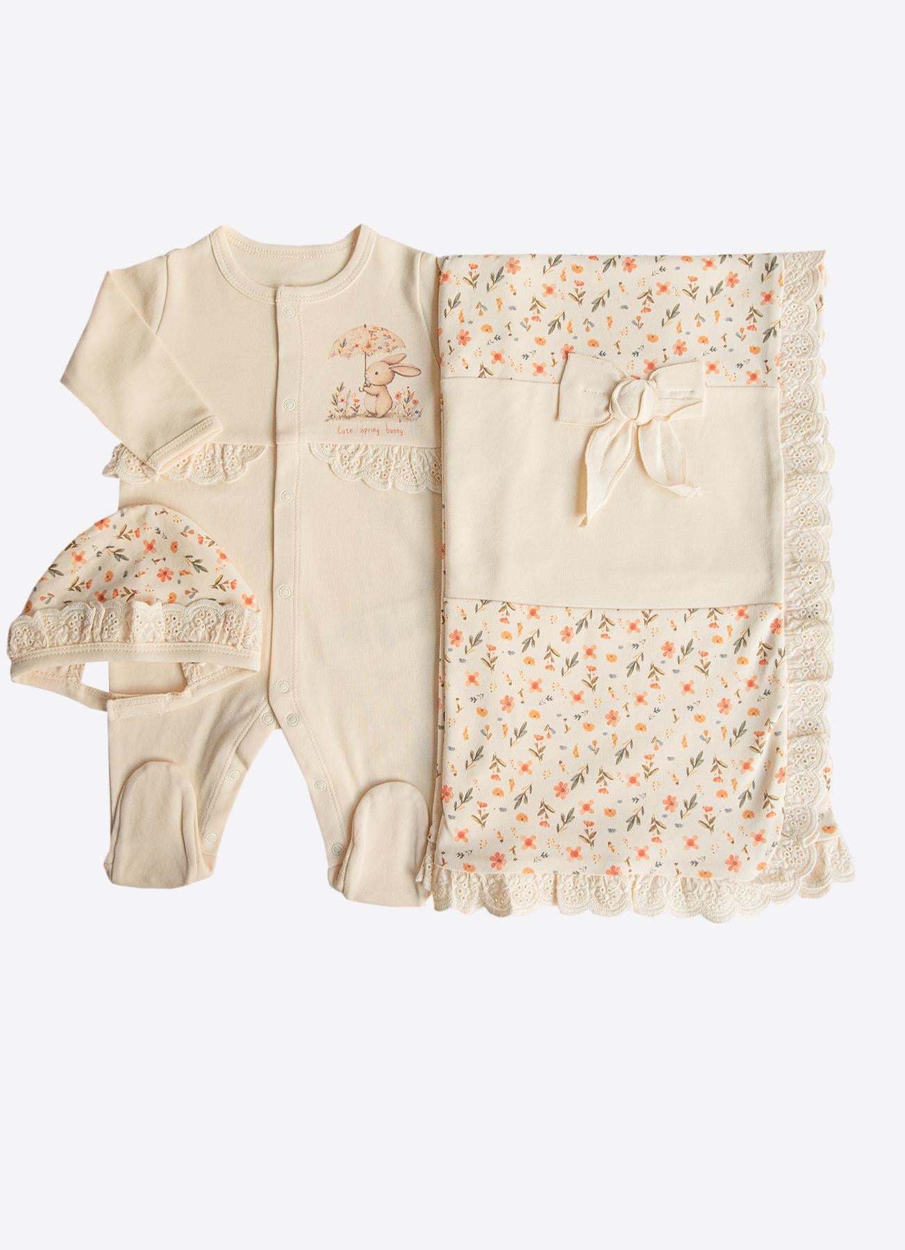 ORGANİK CUTE BUNNY 3'LÜ SET NATURAL