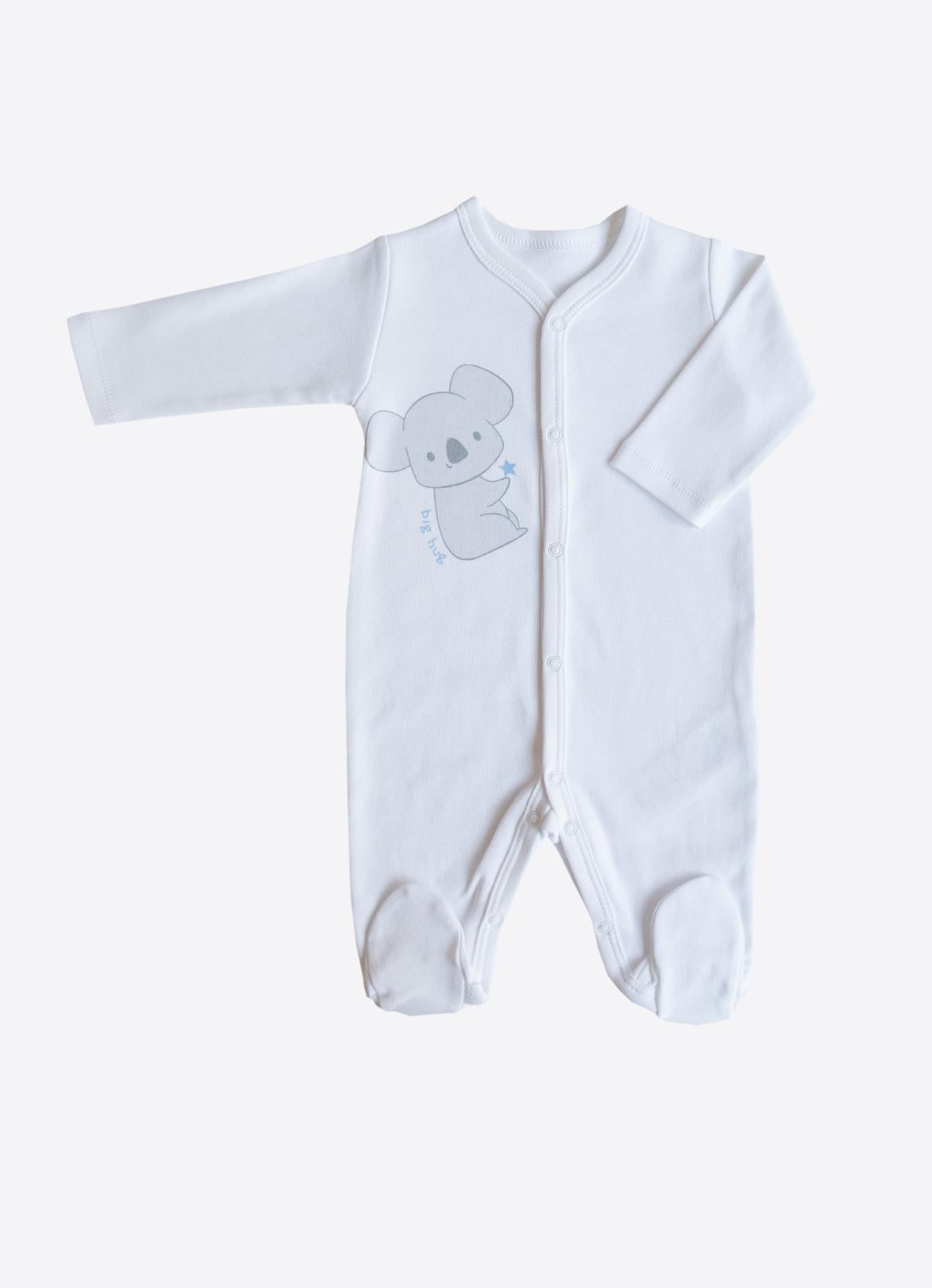 Organik Cute Koala 3'lü Patikli Tulum Mavi