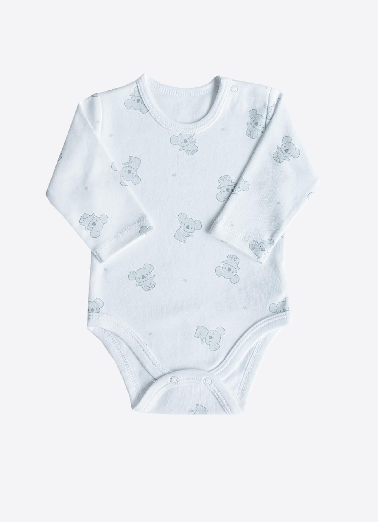 Organik Cute Koala 3'lü Uzun Kol Body Mavi
