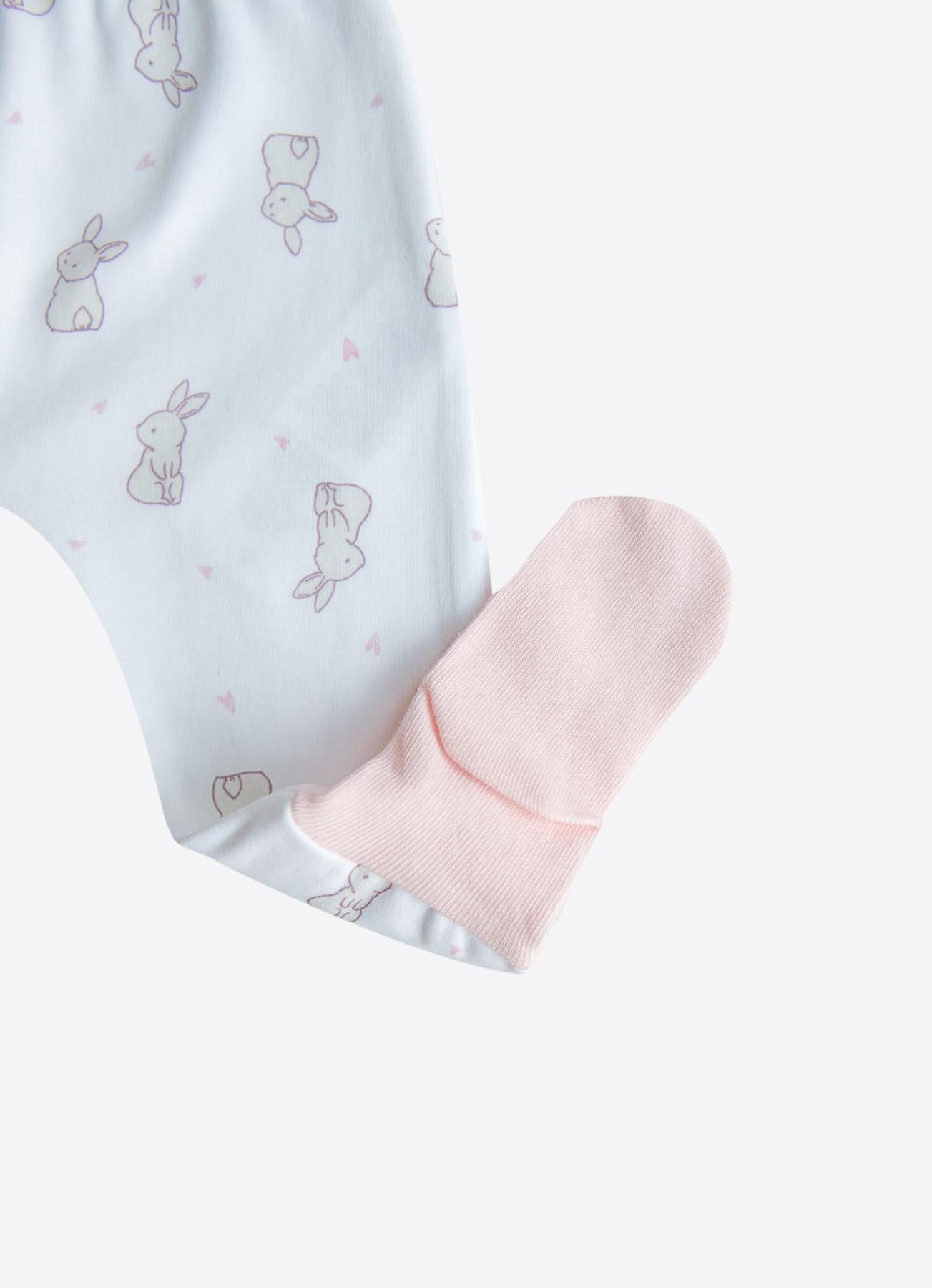 ORGANİK CUTE RABBIT 3'LÜ ÇORAPTOLON PEMBE