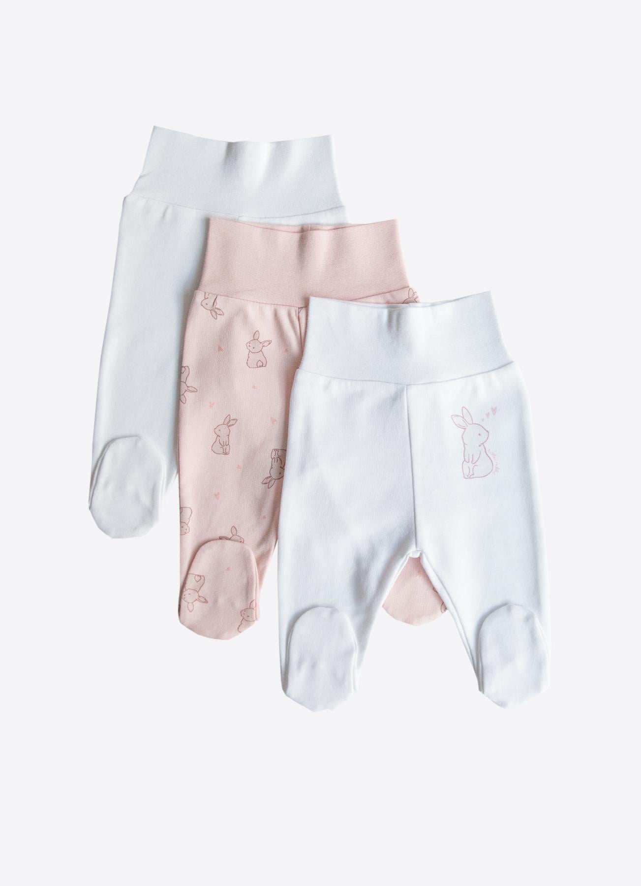 ORGANİK CUTE RABBIT 3'LÜ PATİKLİ PANTOLON PEMBE