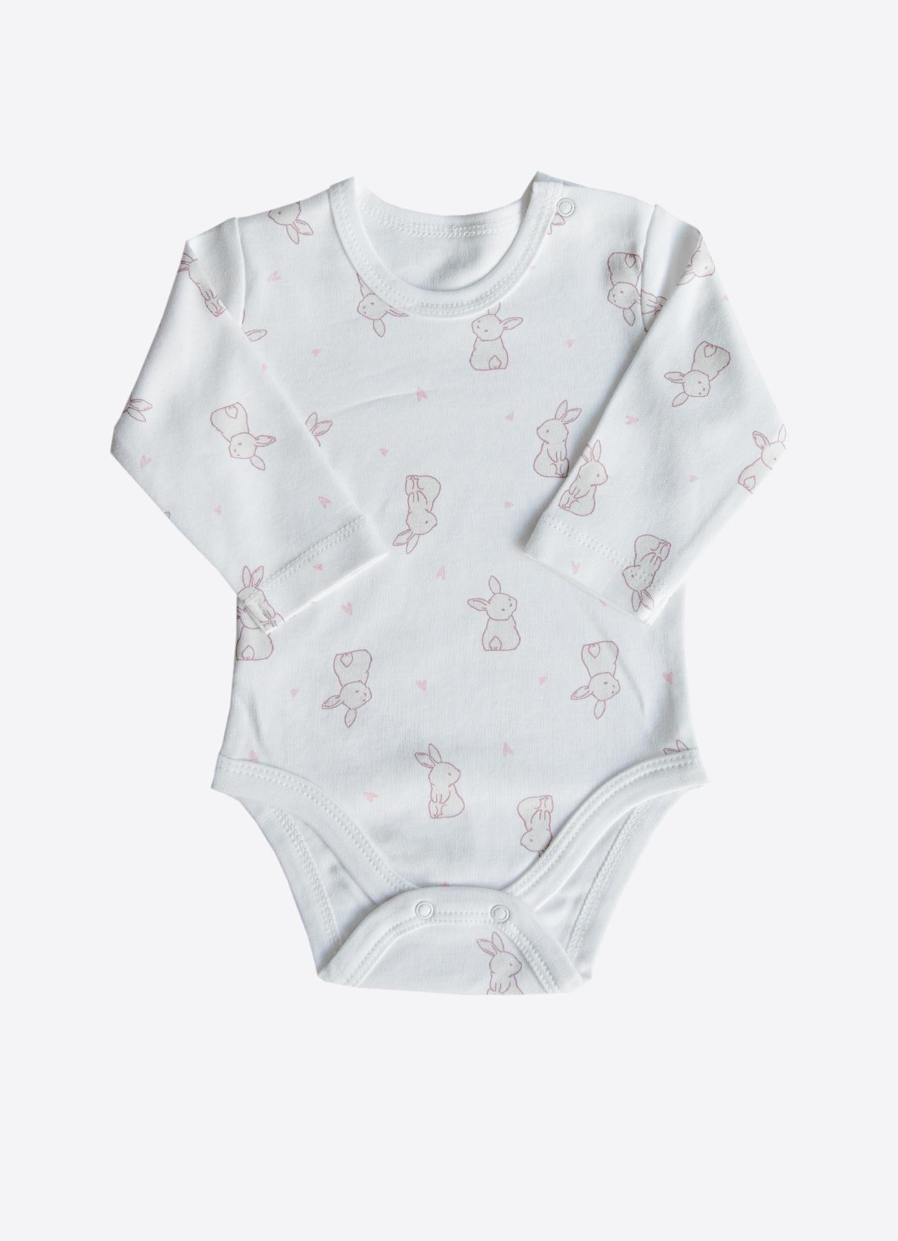 ORGANİK CUTE RABBIT 3'LÜ UZUN KOL BODY PEMBE